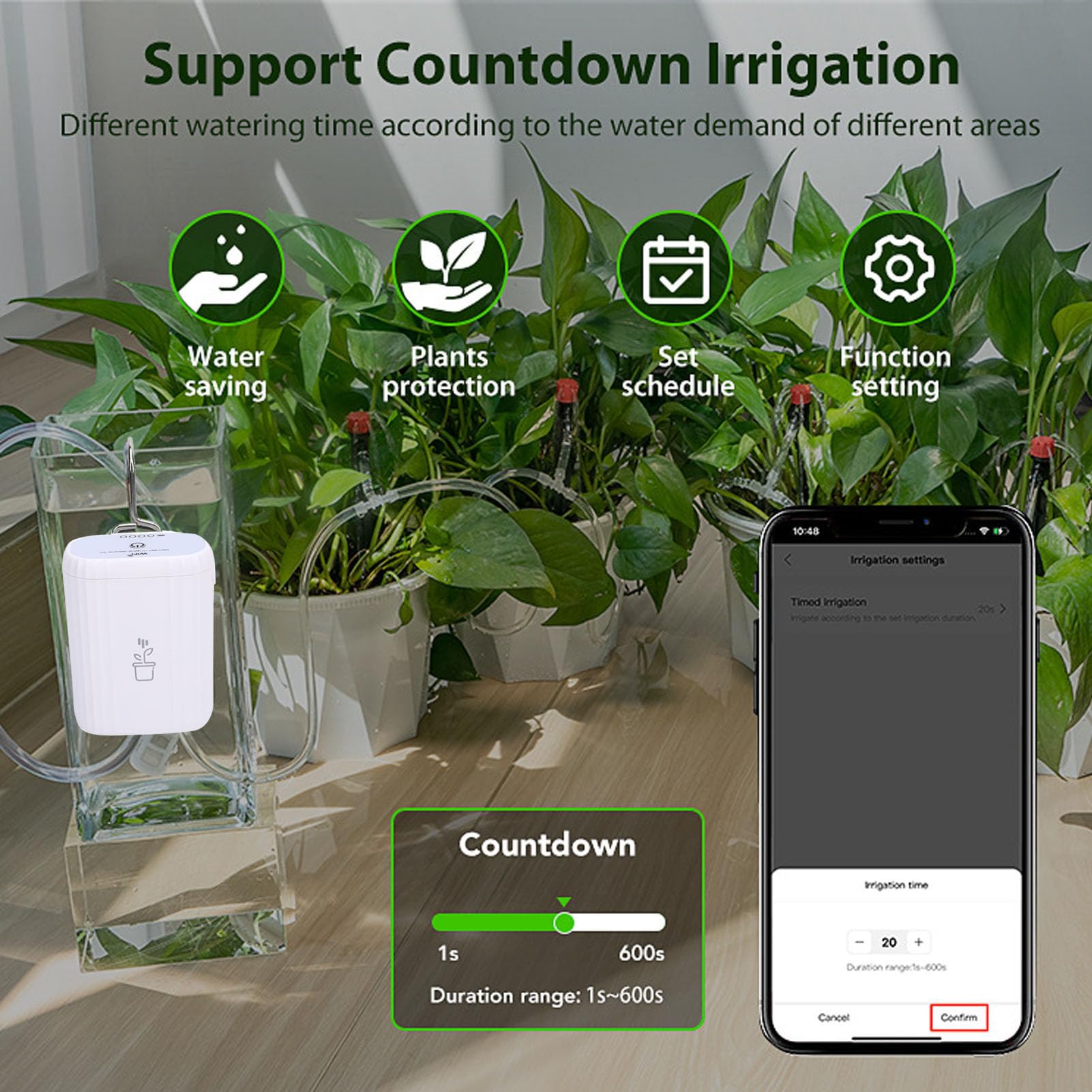Irrigatore Automatico WiFi per 4 Piante in Vaso Kit Intelligente di Irrigazione a Goccia con Telecomando per Uso Interno