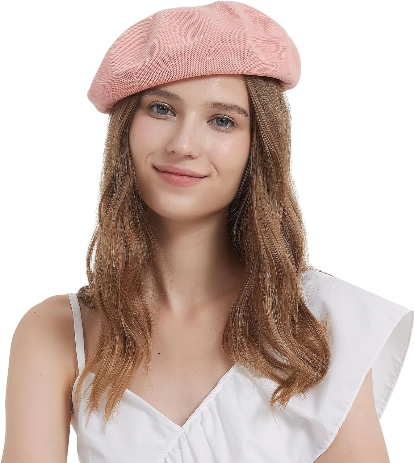 Summer French Beret Breathable Thin Beret Hat Solid Color Beanie for Women Lady - Image 2