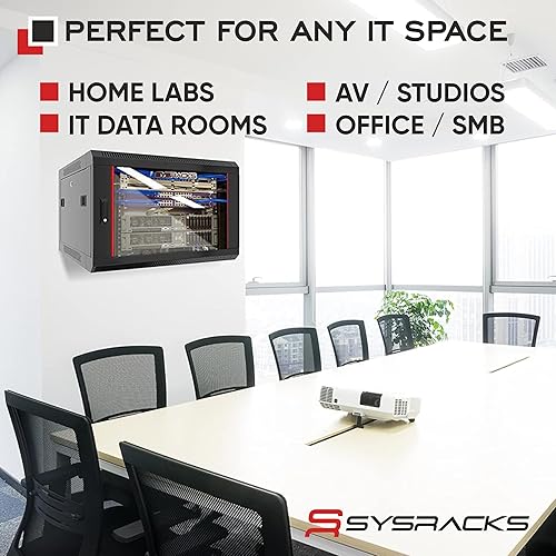 Miniatura 8 de Sysracks Rack para servidores - Montaje en Pared, Negro, 6U, 18" Profundidad, Compatible con Servidor, Metal