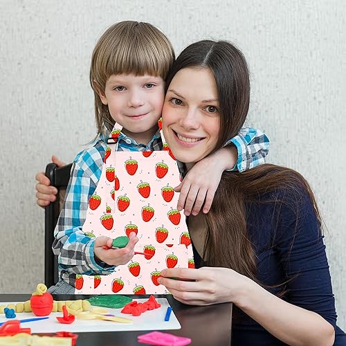 Vista 46 de BeeGreen Delantales de cocina para niños con correa ajustable, con bolsillo frontal para niños pequeños, pintores, artistas horneados negro