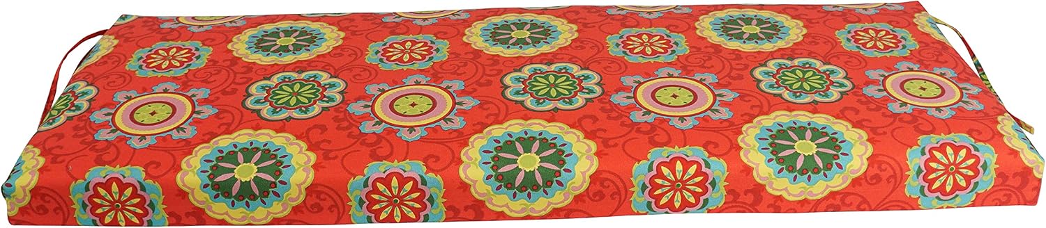 Blazing Needles Outdoor Bench Cushion, 1 Count (Pack of 1), Farrington Terrace Grenadine