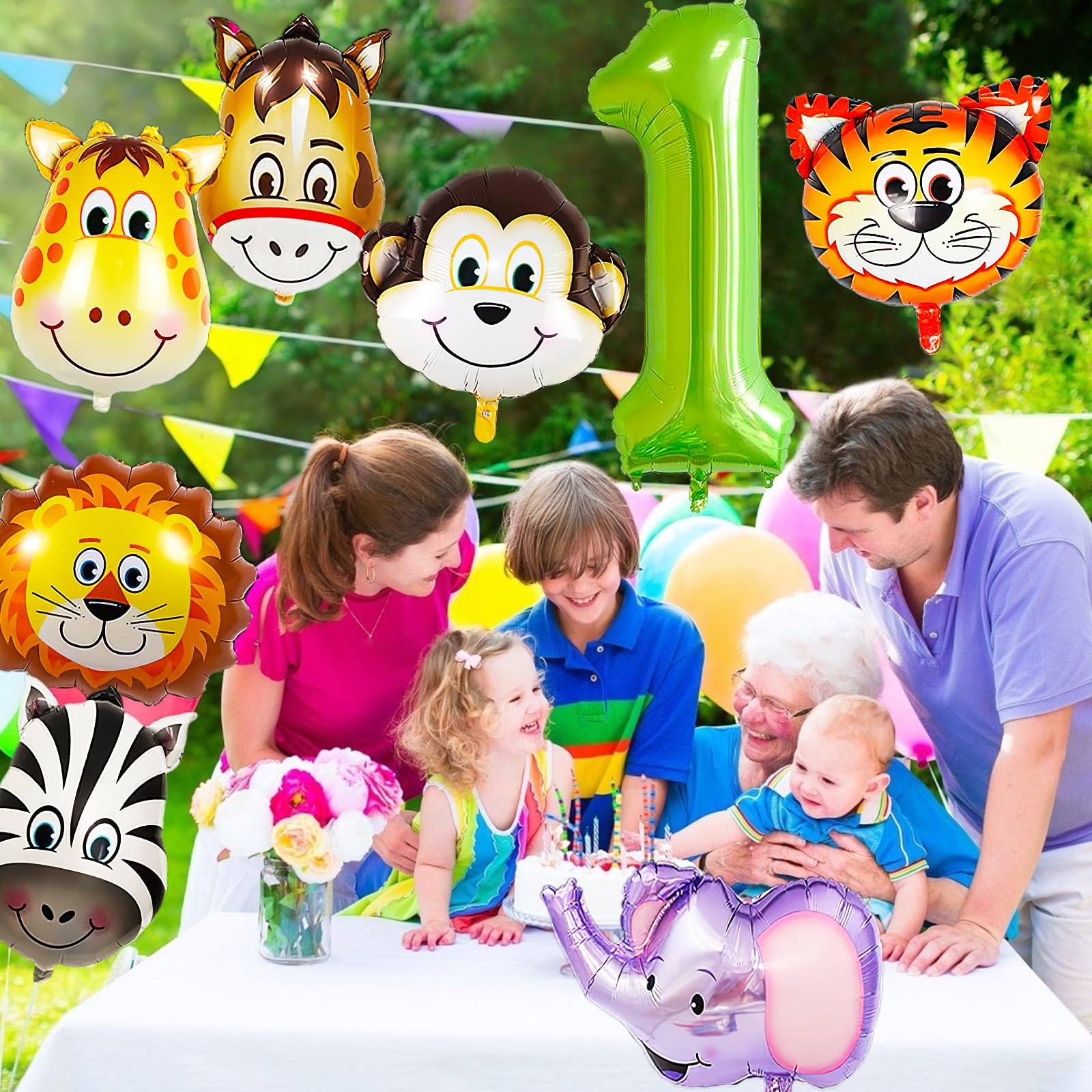 Palloncini foil con tema animale della giungla, cervo, leone, da 32 pollici, con numeri marrone caramello, per baby shower, decorazione per feste di compleanno per bambini  15