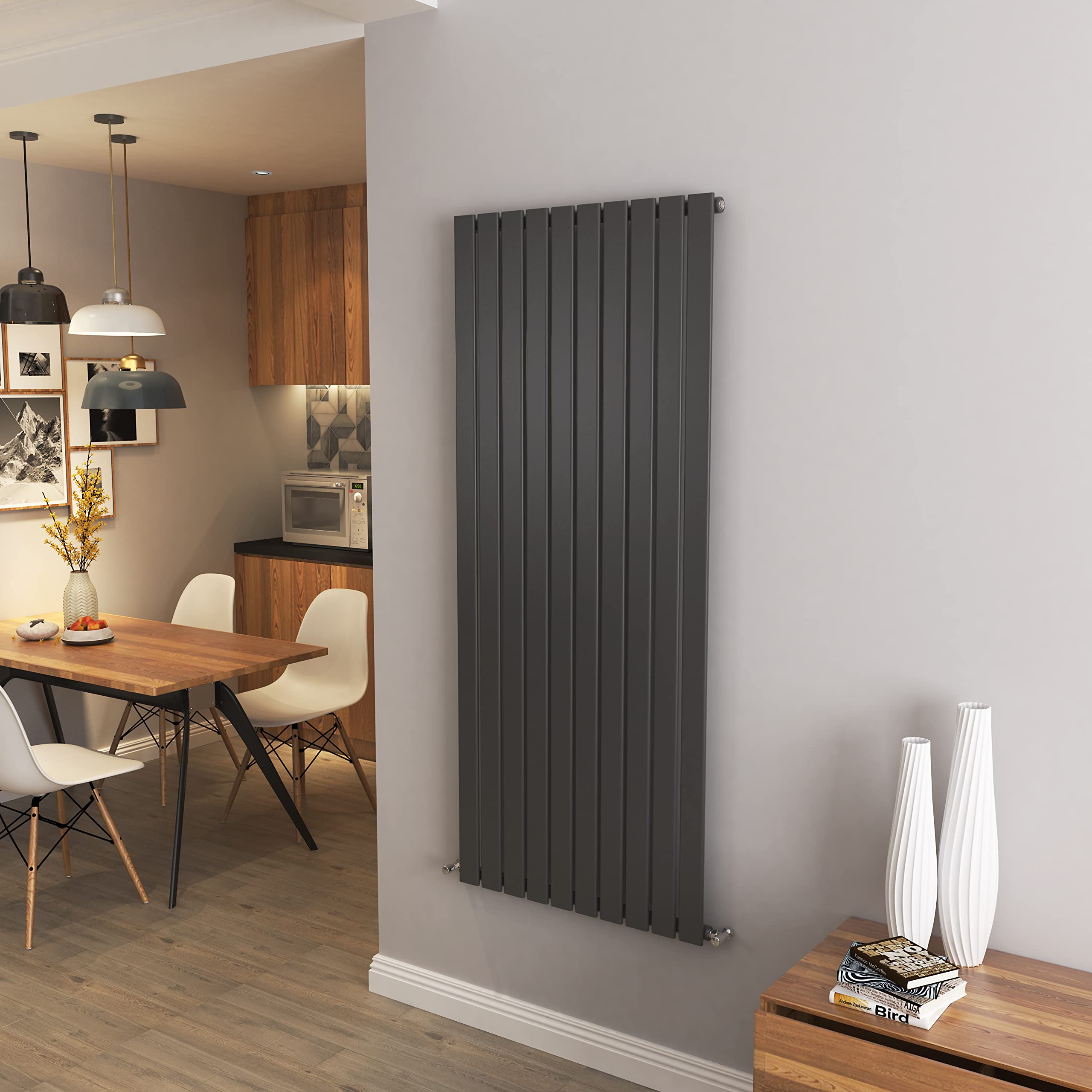 Biubiubath Anthracite Vertical Radiator Single Column Flat Panel Central Heating Radiators 1600 * 680Mm
