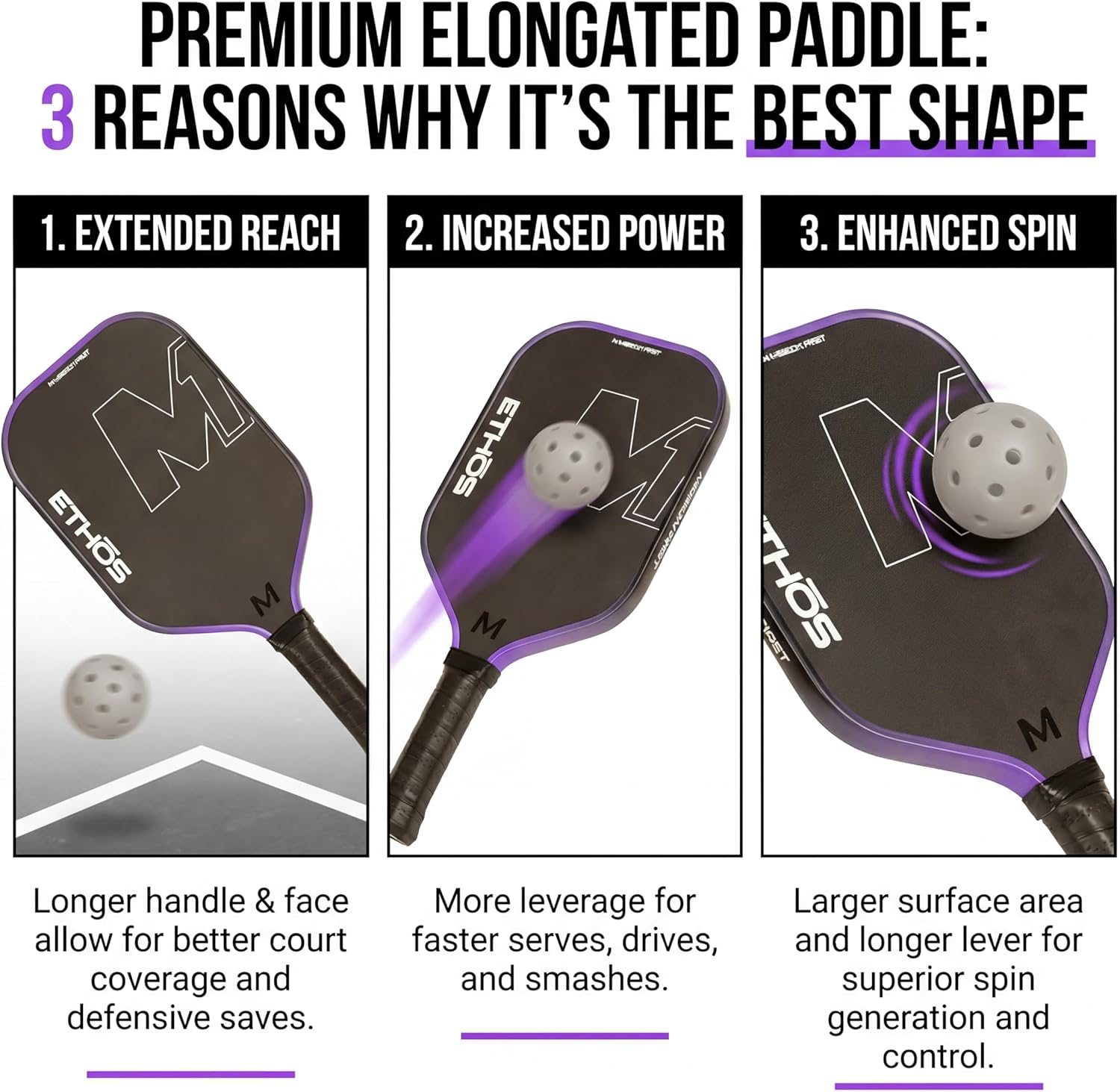 M1 Pickleball Paddles: USAP and PBCor.43 Approved, 16 MM, Elongated, Thermoformed, T700 Raw Carbon Fiber, Strong Power, Control, and Spin, Superior Paddle