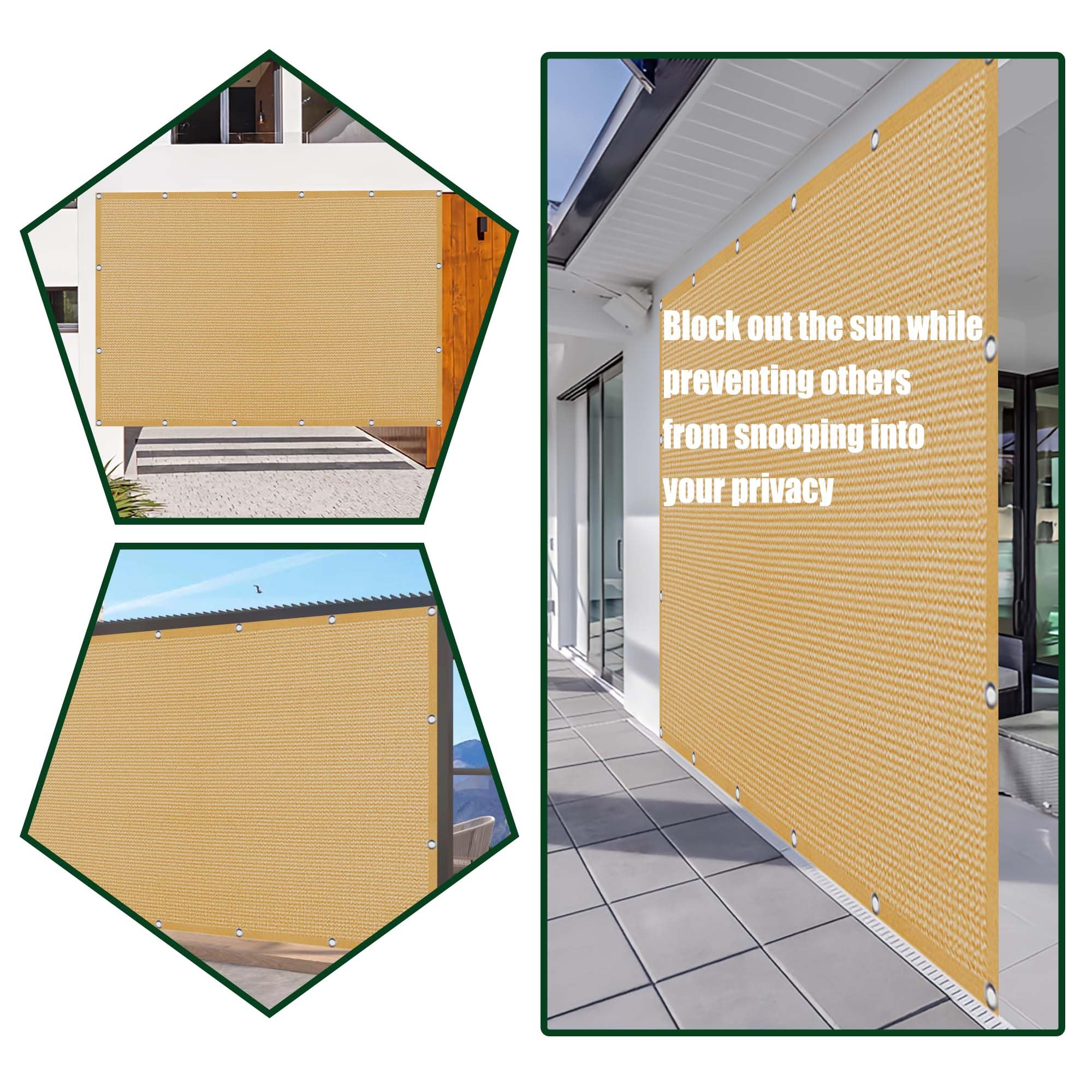 Voile Ombrage 2.4 x 7 m Vent et Perméable à l'eau Toile d'ombrage Jardin Exterieur avec Œillets Plusieurs Tailles pour Jardin, Terrasse, Balcon, Camping, Pergola, Jaune Sable