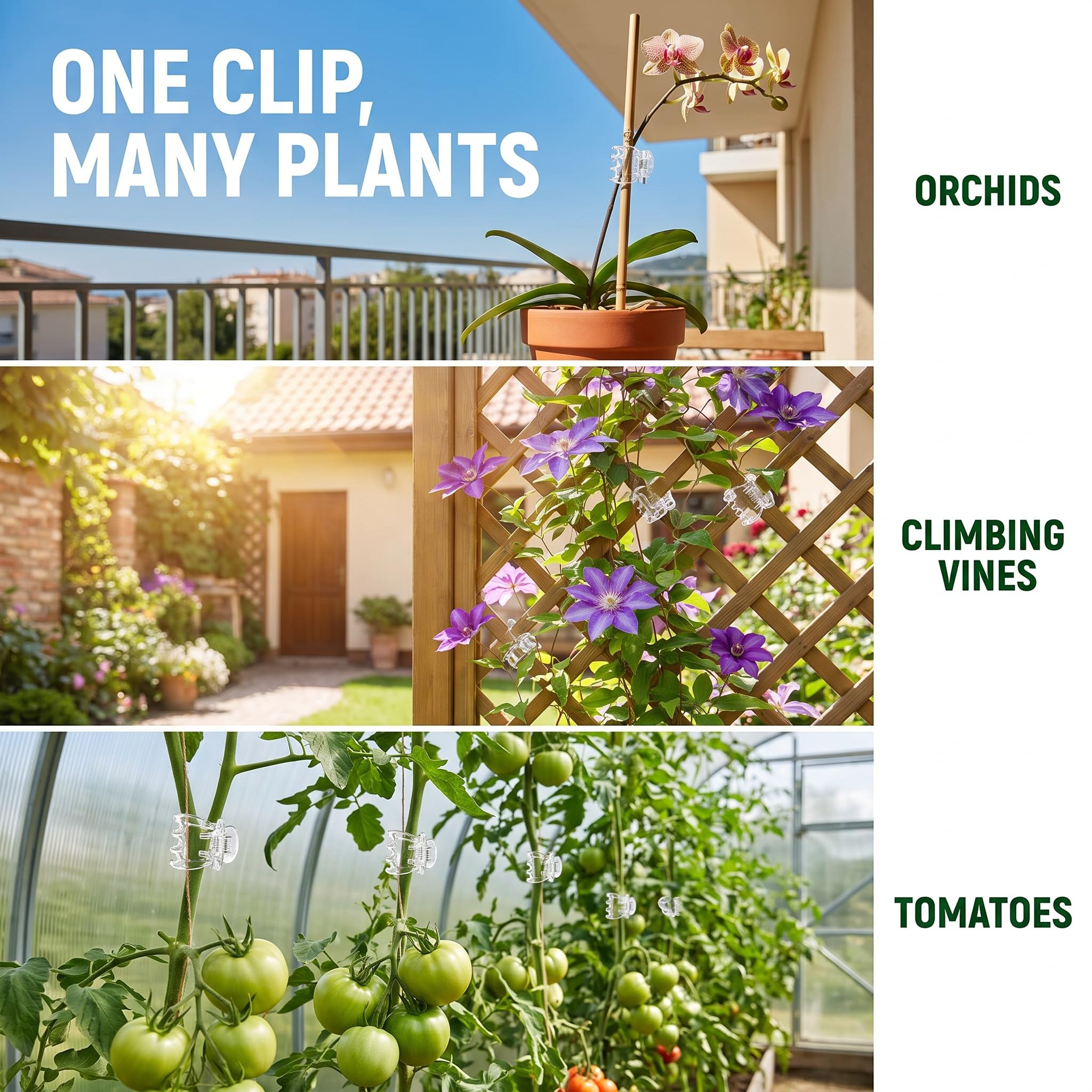 50 clip trasparenti per piante e orchidee, supporto per fiori per piante rampicanti per piante rampicanti per sostenere steli, orchidee, viti, steli, piante rampicanti, crescono in posizione verticale