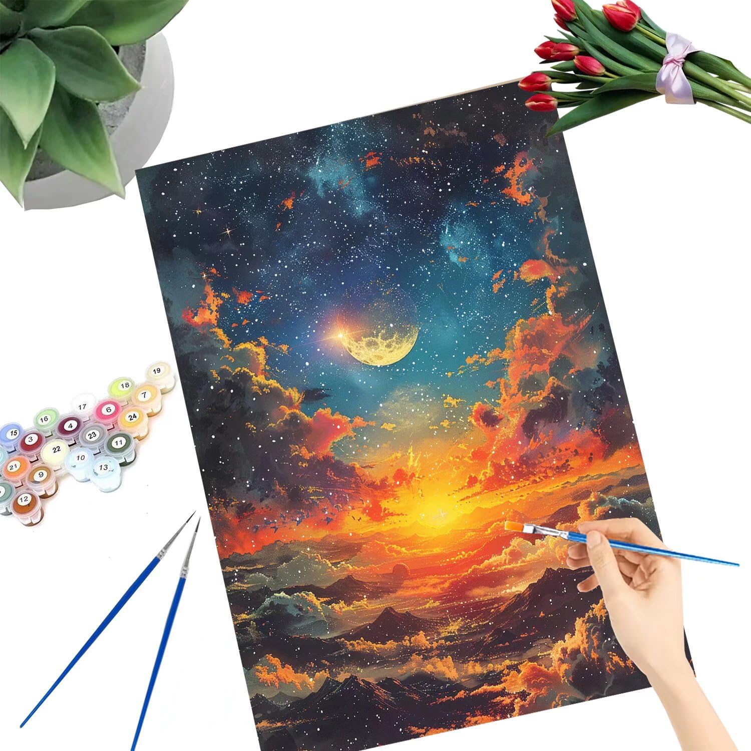 Pintar por Numeros Adultos pintar por numeros niños manualidades niños 10 años, DIY Pintar por Números de Pincel y Pintura acrílica Decoraciones para el Hogar Manualidades, sin Marco 60x80cm C-162