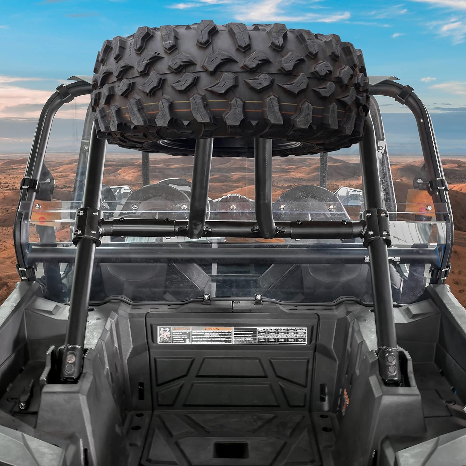 SAUTVS Heavy Duty Spare Tire Carrier Holder Mount for Polaris RZR XP 1000/4 1000 / XP Turbo 2014-2023 Accessories (Fits Up to 31" Tire)