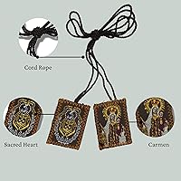 Vista 5 de Needzo Escapularios Católicos de Carmen y Sagrado Corazón a Granel, Escapulario Marrón Bordado para Mujer, Paquete de 12