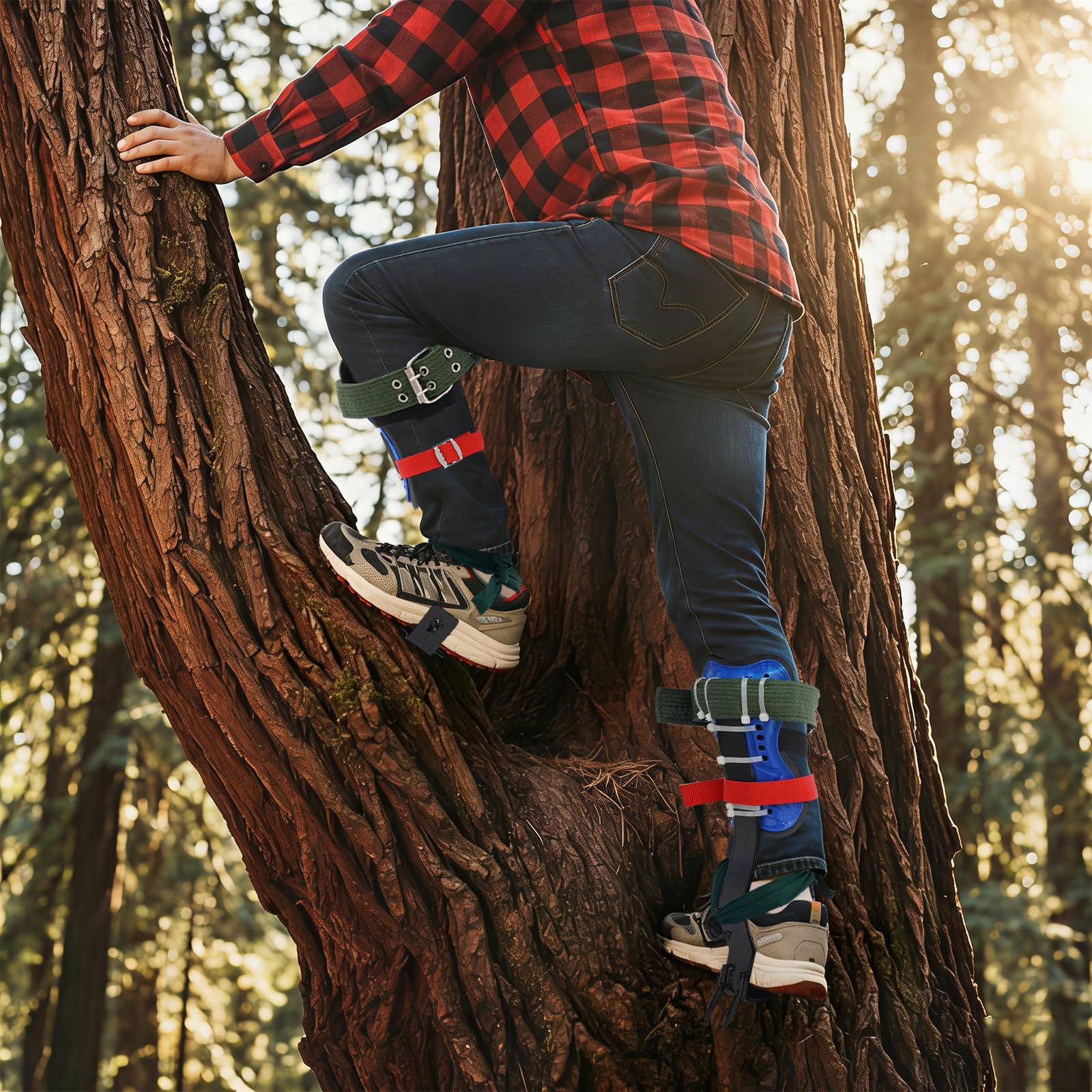 Crampons d'arbre en acier trempé 45# avec sangles réglables, pédale antidérapante 100kg pour élagage et cueillette