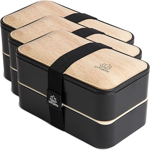 Miniatura 1 de Umami Caja bento para adultosniños, edición premium, incluye 2 recipientes y 4 piezas de cubiertos, fiambrera para hombresmujeres, 2 recipientes de
