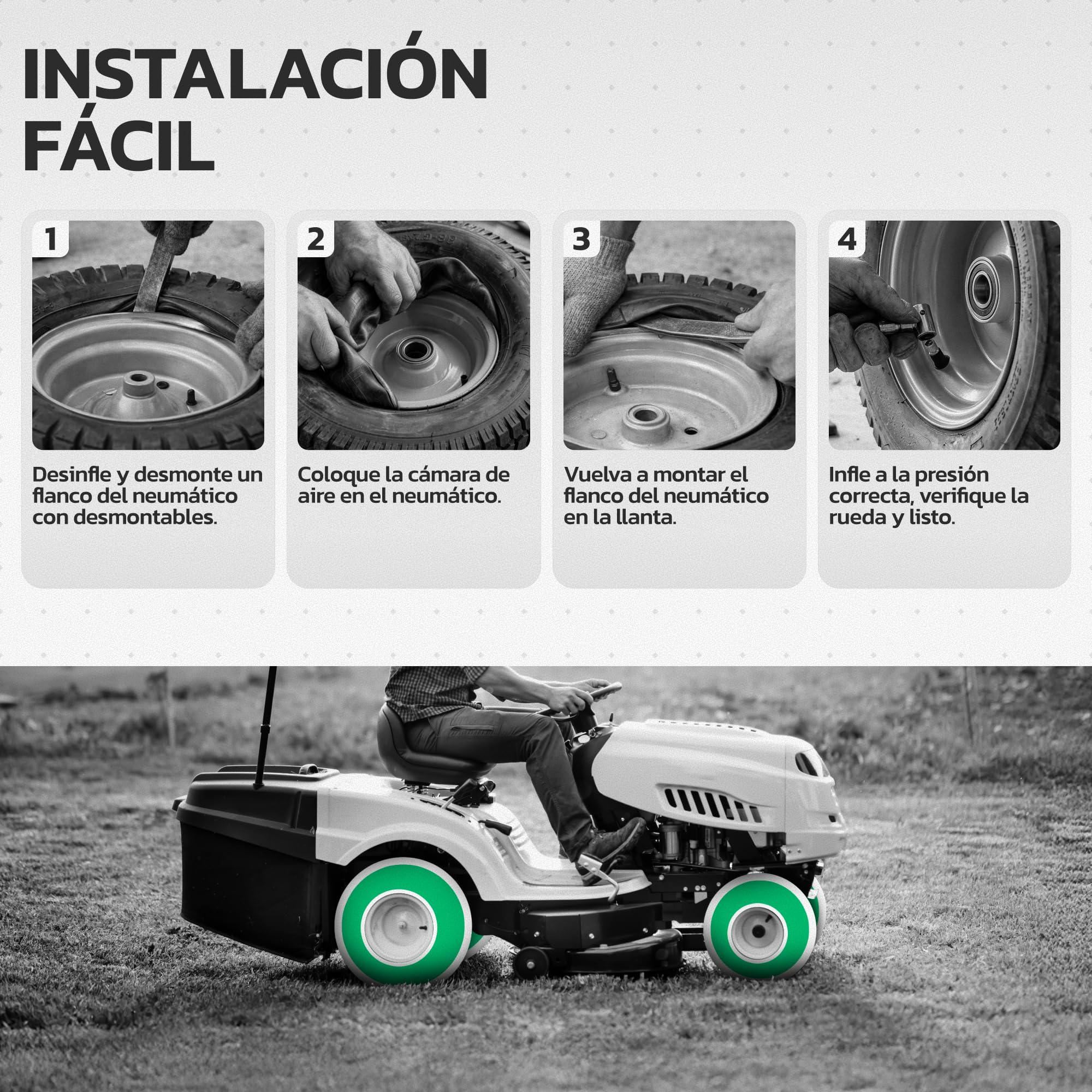 MoovMoov Cámara de aire 16 pulgadas para neumáticos 16x6.50-8 y 16x7.50-8 - Para tractor cortacésped, remolque de jardín, carrito de golf - Pack de 2