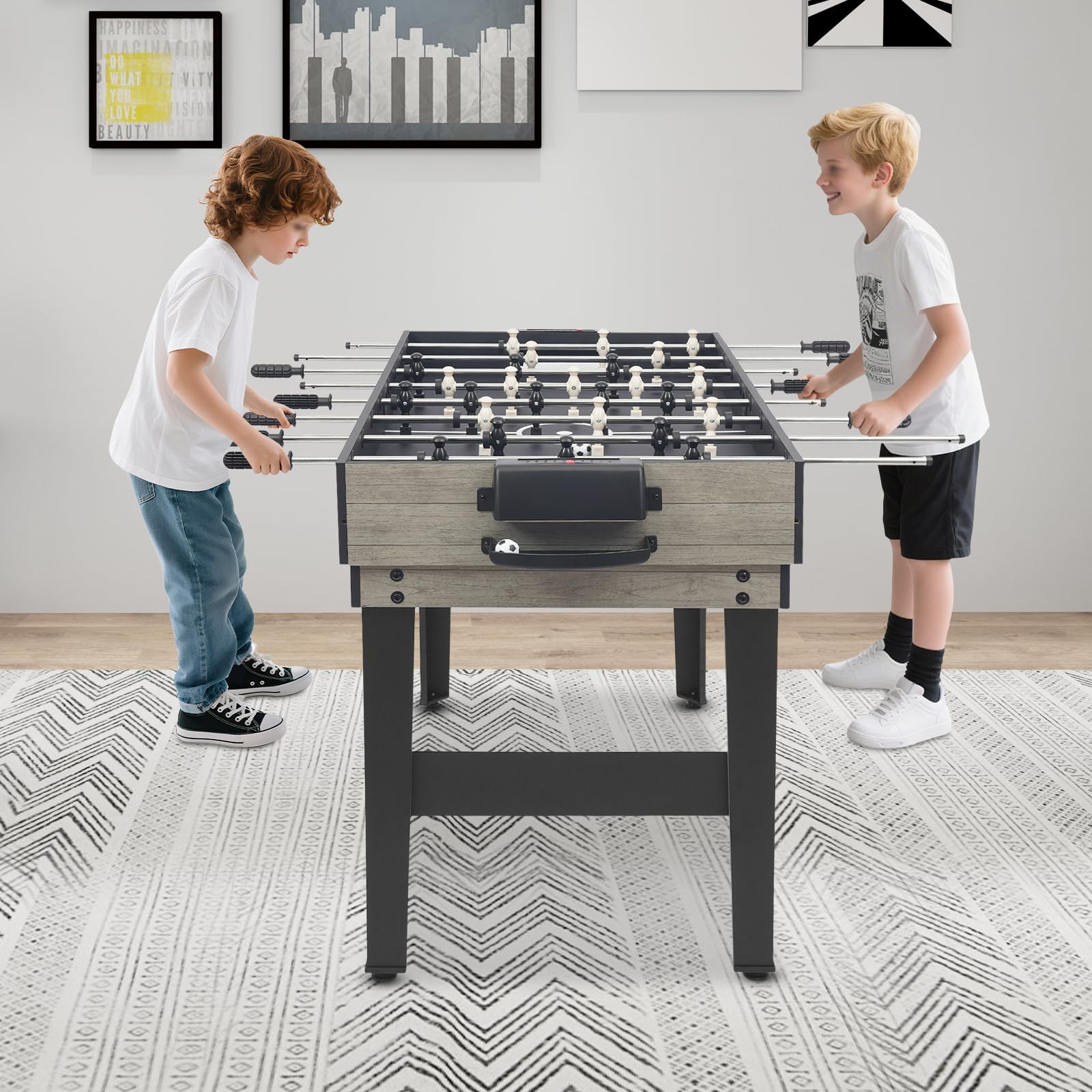Mesa de juego 10 en 1, 122 x 60 x 80 cm, mesa multifunción con futbolín, mesa de ping pong, mesa multijuego 10 en 1 para niños y adultos, robusta mesa de tablero DM con compartimento de almacenamiento
