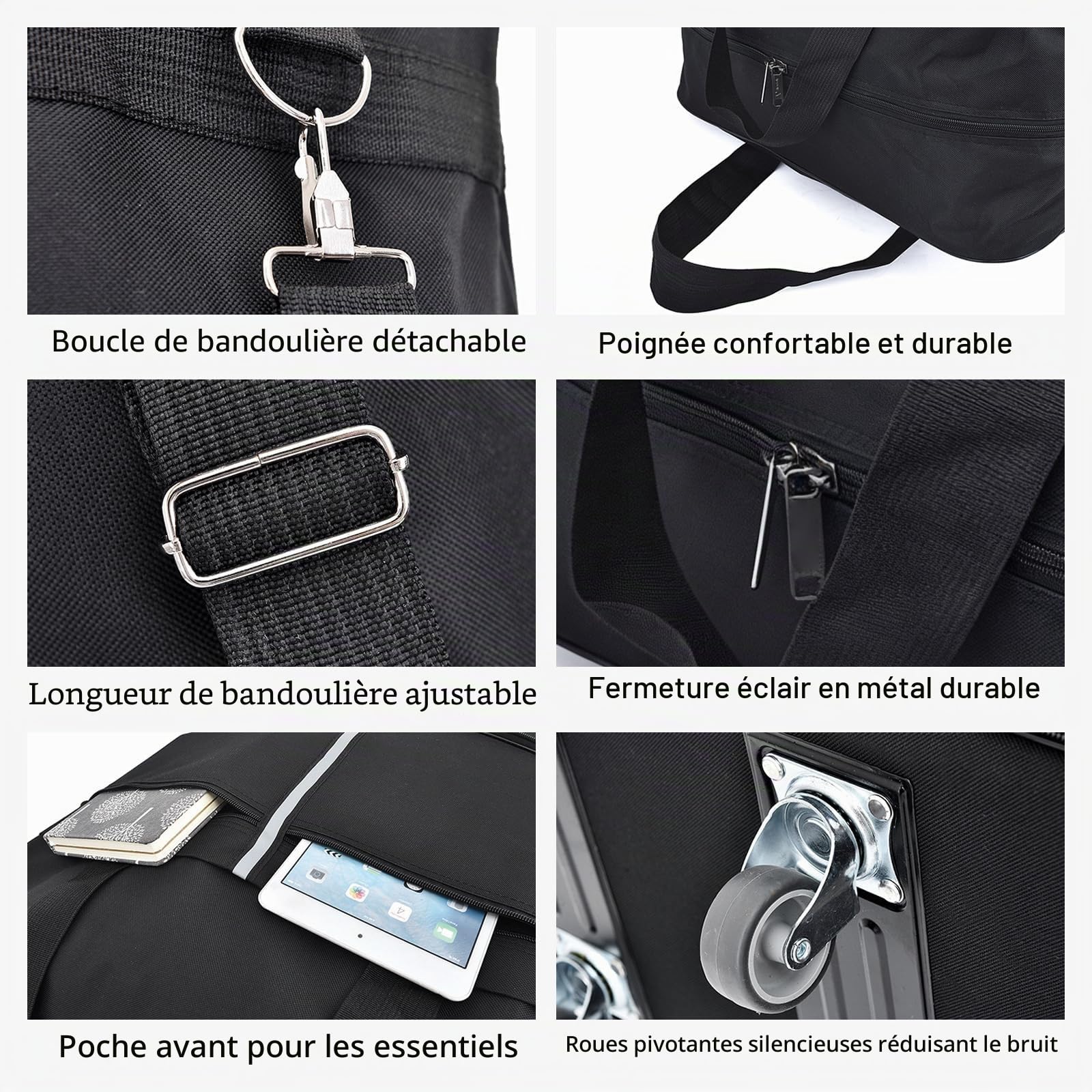 Valises de 185 L avec roulettes - Grand sac de voyage extensible et pliable - Sac de voyage pliable pour homme et femme - Léger - 127 cm x 52 cm x 28 cm