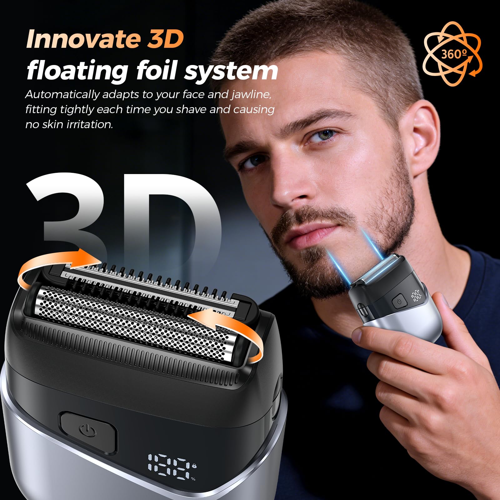 Rasoi elettrici a lamina per uomo, teste galleggianti 3D e lame di