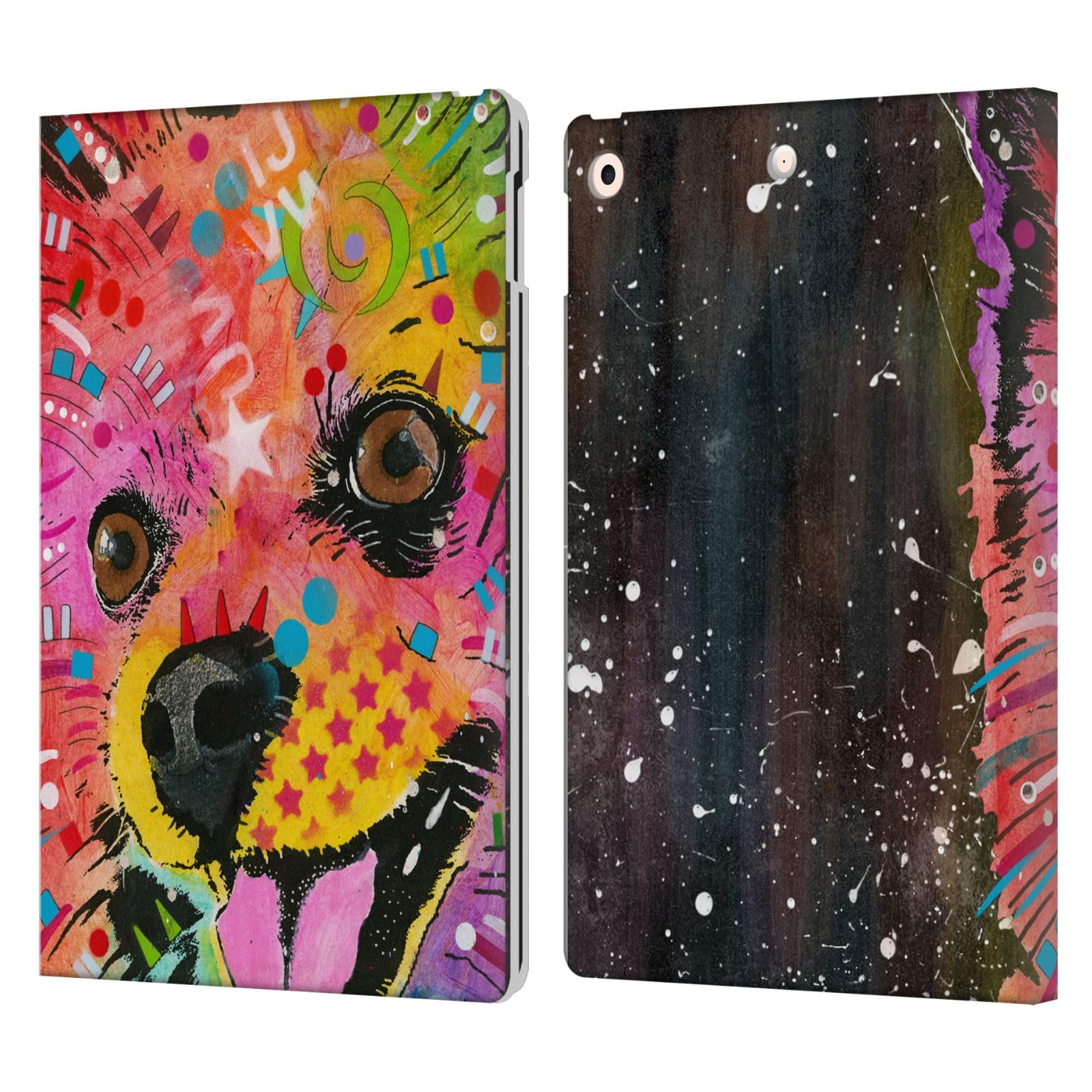 Étui portefeuille en cuir imprimé spitz nain pour iPad 10.2 - 8