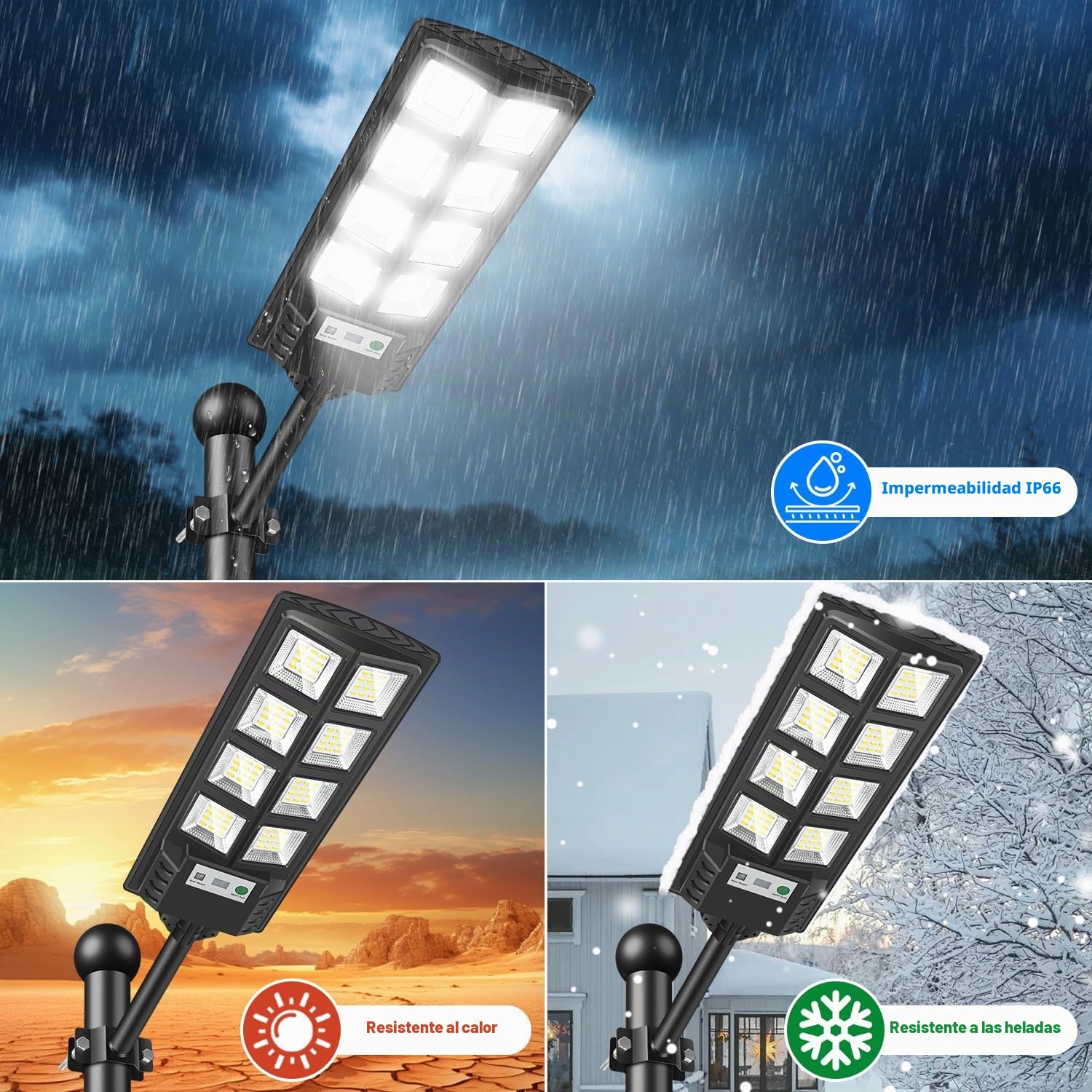 Farolas Solares Exteriores, 600W Potente Luz Solare Exterior con Sensor de Movimiento,Control Remoto, 6500K LED Focos Solares Exterior Impermeable Lampara Solar para Jardín Garaje, 4 Paquete