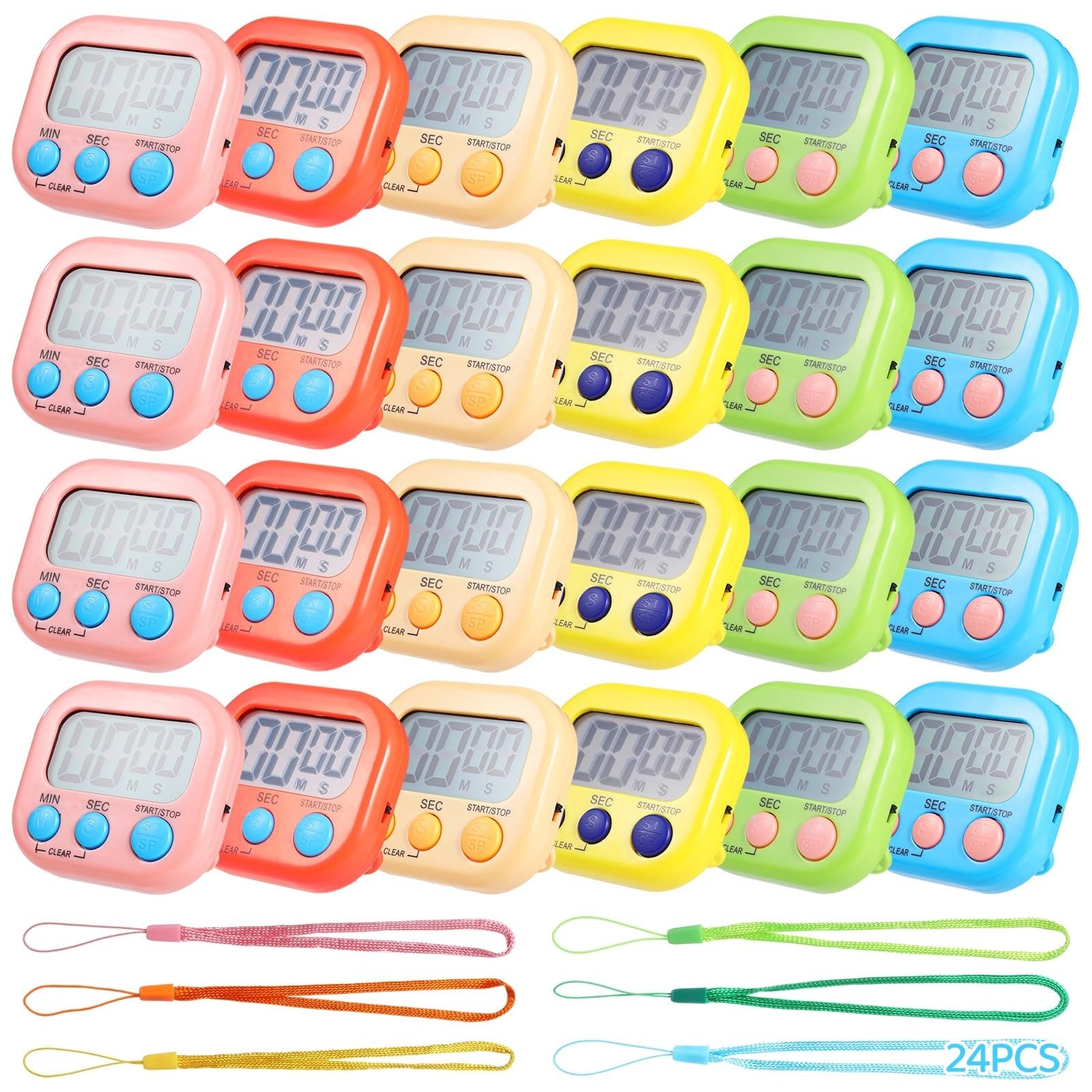 24 temporizadores digitales, temporizador magnético de cuenta regresiva con pantalla LCD grande y alarma fuerte, perfecto para aula, ejercicio y cocina