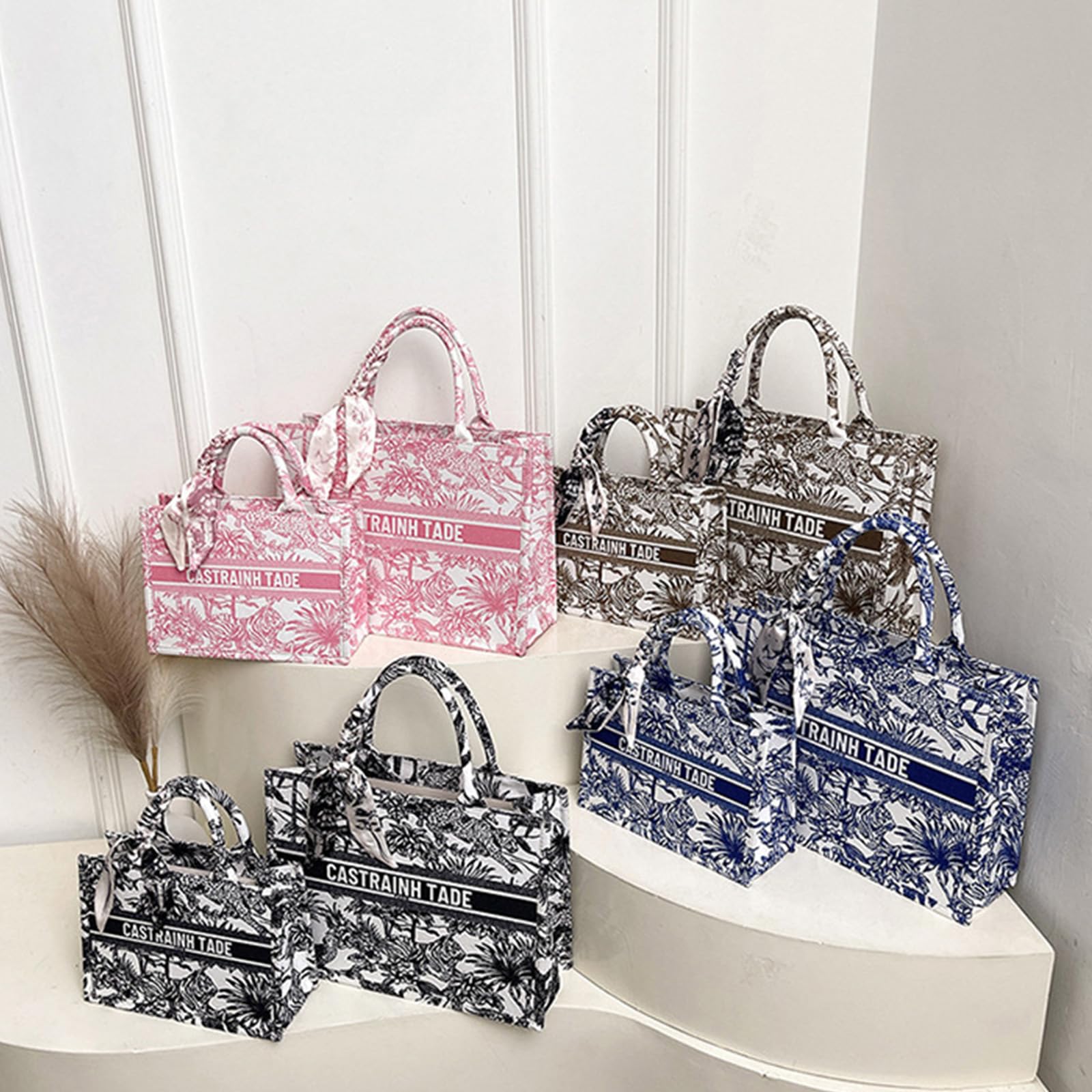 Sac à Main avec Motifs Ethniques Imprimés Bohème Sacs Portés Épaule pour Femme Sac de Plage Mode Élégante Sac Ordinateur Portable Sac Porté-Documents Serviette Sacs Fourre-Tout en Toile Café L