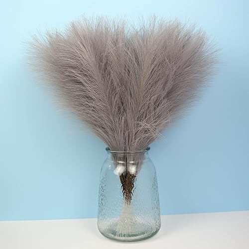 28 piezas de 17 pulgadas de hierba artificial de las pampas de flores sintéticas cortas de hierba de la pampa esponjosa para mesa, jardín,