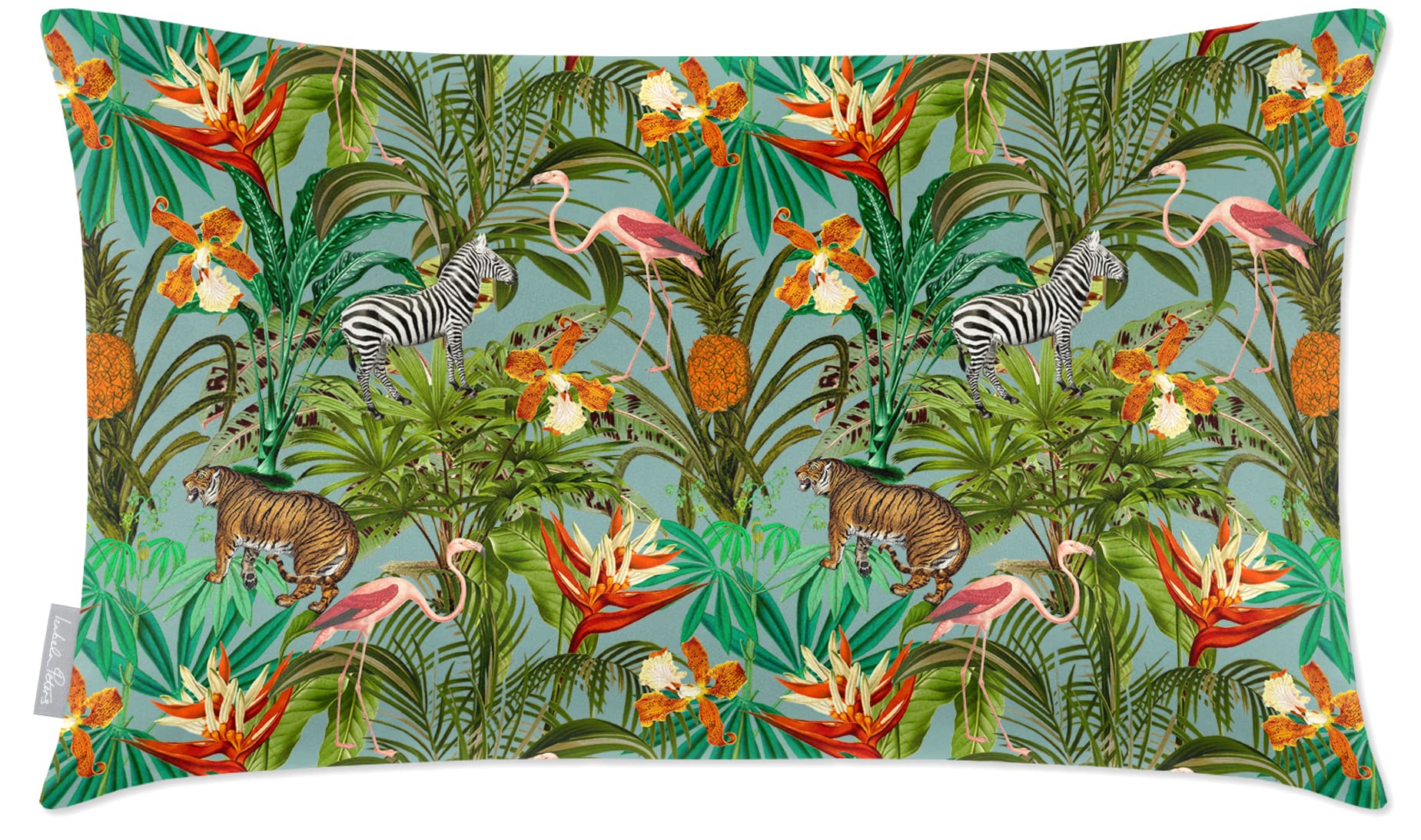 Izabela Peters Blue Surf Filled Cushions With Covers, Eco-Friendly Velvet, 50 X 30 Cm, Jungle Fusion - For Chairs, Sofas, Seats