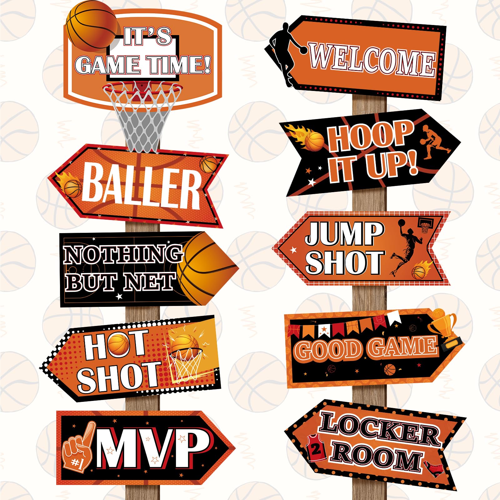 20 Pieces Basketball Party Decorations Basketball Party Sign Basketball Themed Party Directional Signs Welcome Sign for Basketball Party Supplies Boys Sports Birthday Party Decorations