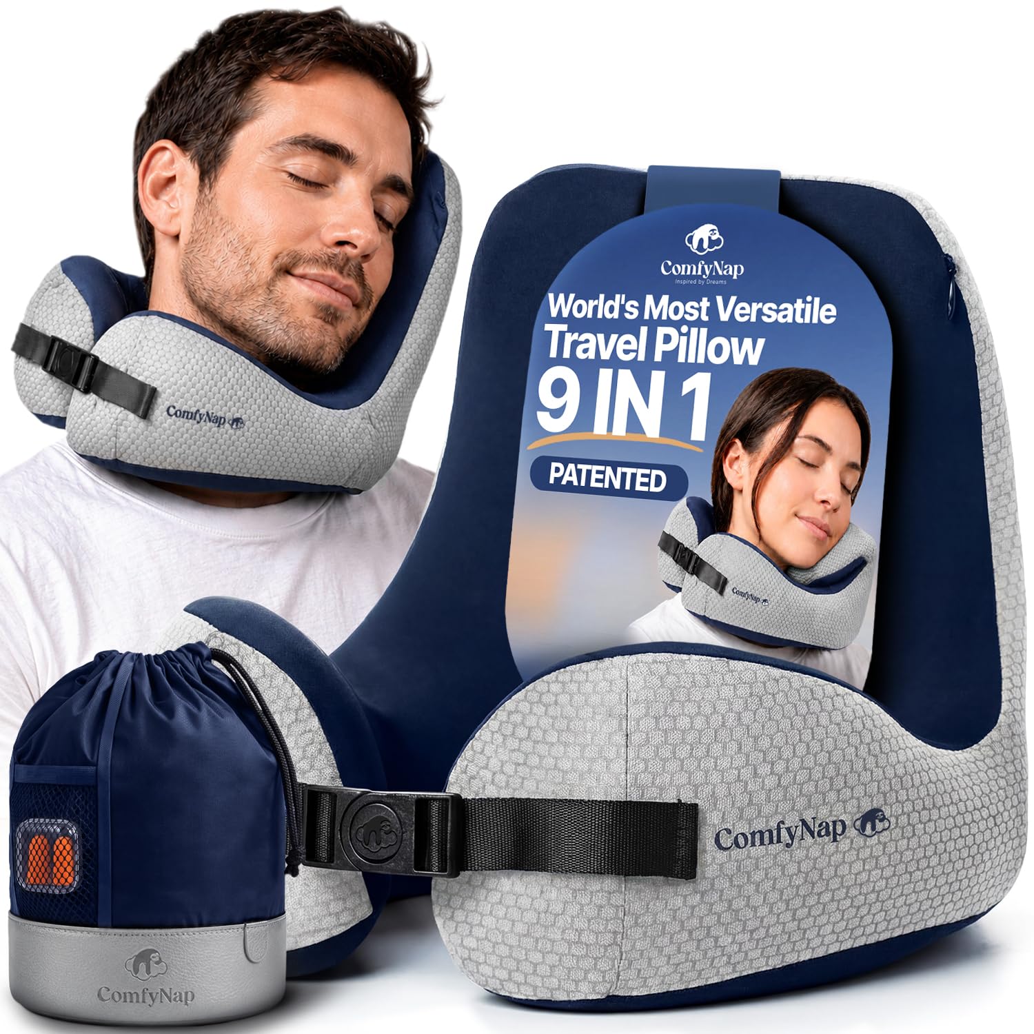 Photo 1 of ComfyNap Versatile Travel Neck Pillow - 9 Positions, Memory Foam, Earth