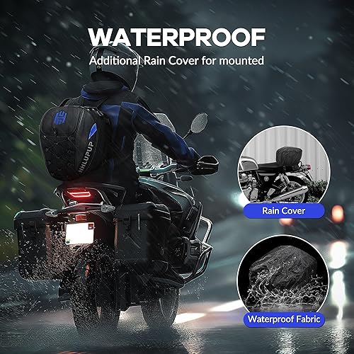 Miniatura 4 de HHLUPUP Bolsa de Casco para Motocicleta de Doble Uso, Mochila para Casco y Bolsa de Asiento, Bolsa de Equipaje Impermeable de 38L con Cerradura de