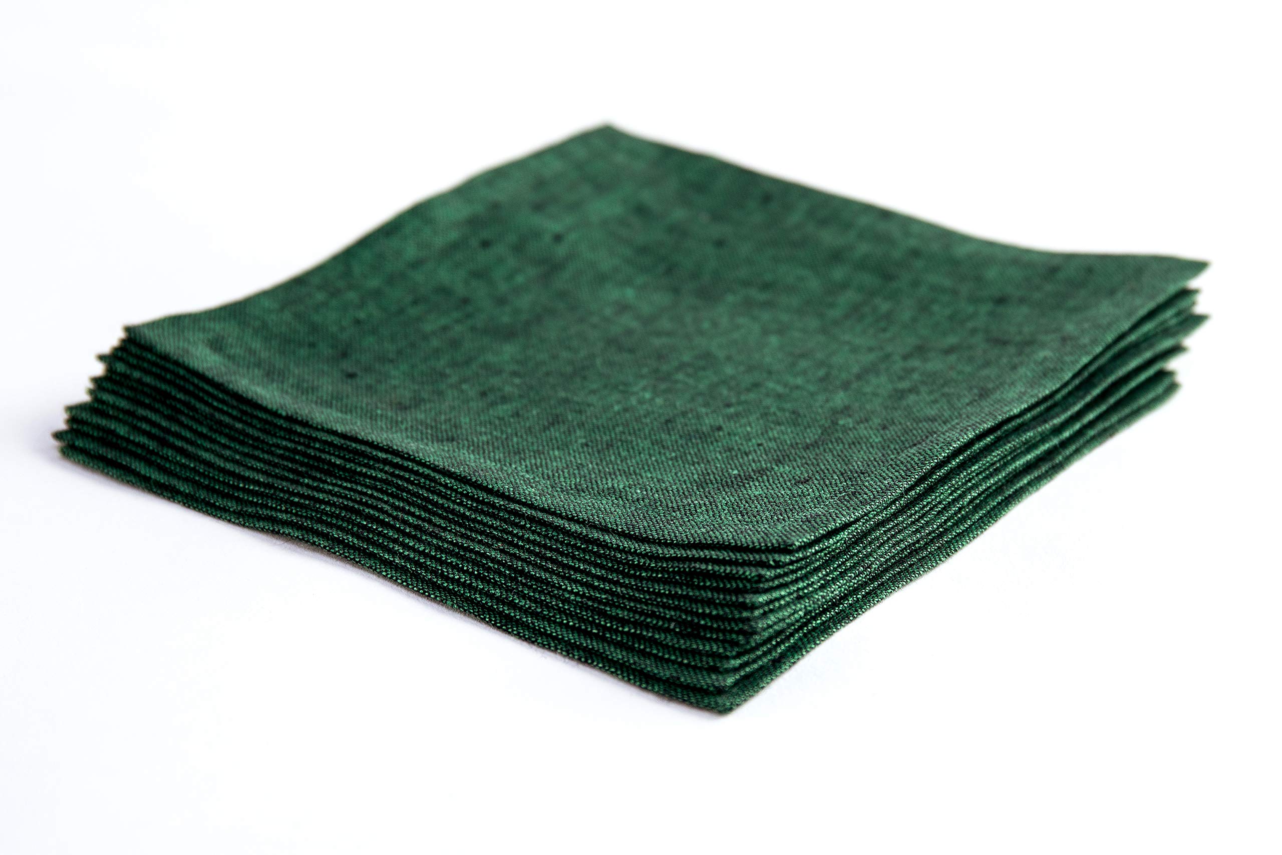 Solino Home Lniane serwetki koktajlowe 15 x 15 cm – leśna zieleń, 100% czyste lniane serwetki do napojów, zestaw 12 sztuk – Athena, ręcznie wykonane z europejskiego lnu i można prać w pralce