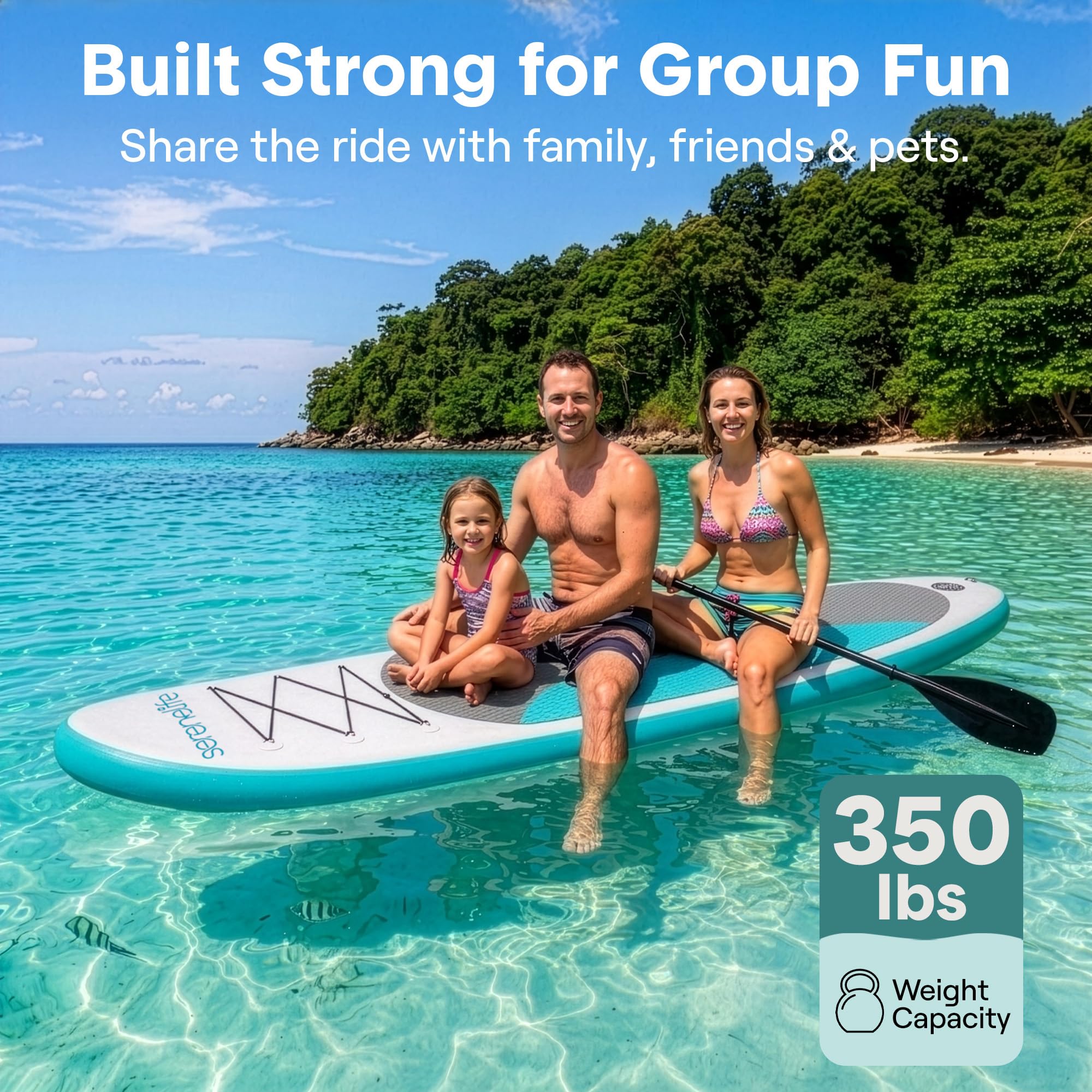 SereneLife Inflatable Stand Up Paddle Board, SUP Board- Paddleboards for Adults & Youth, Paddle Board Accessories,15.25 cm Thick Standup Paddleboarding, Non-Slip Deck, Wide Stance, Surf Control