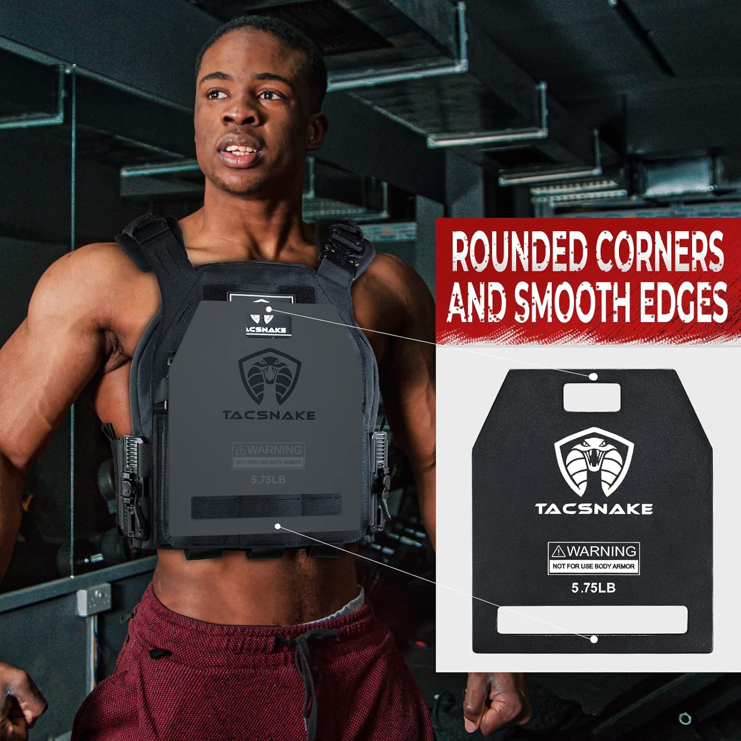 Tacsnake Weight Vest Plates 5.75 LB/ 8.75 LB/ 14.75 LB Pair for Weighted Vest, Strength Training, Running, Workout