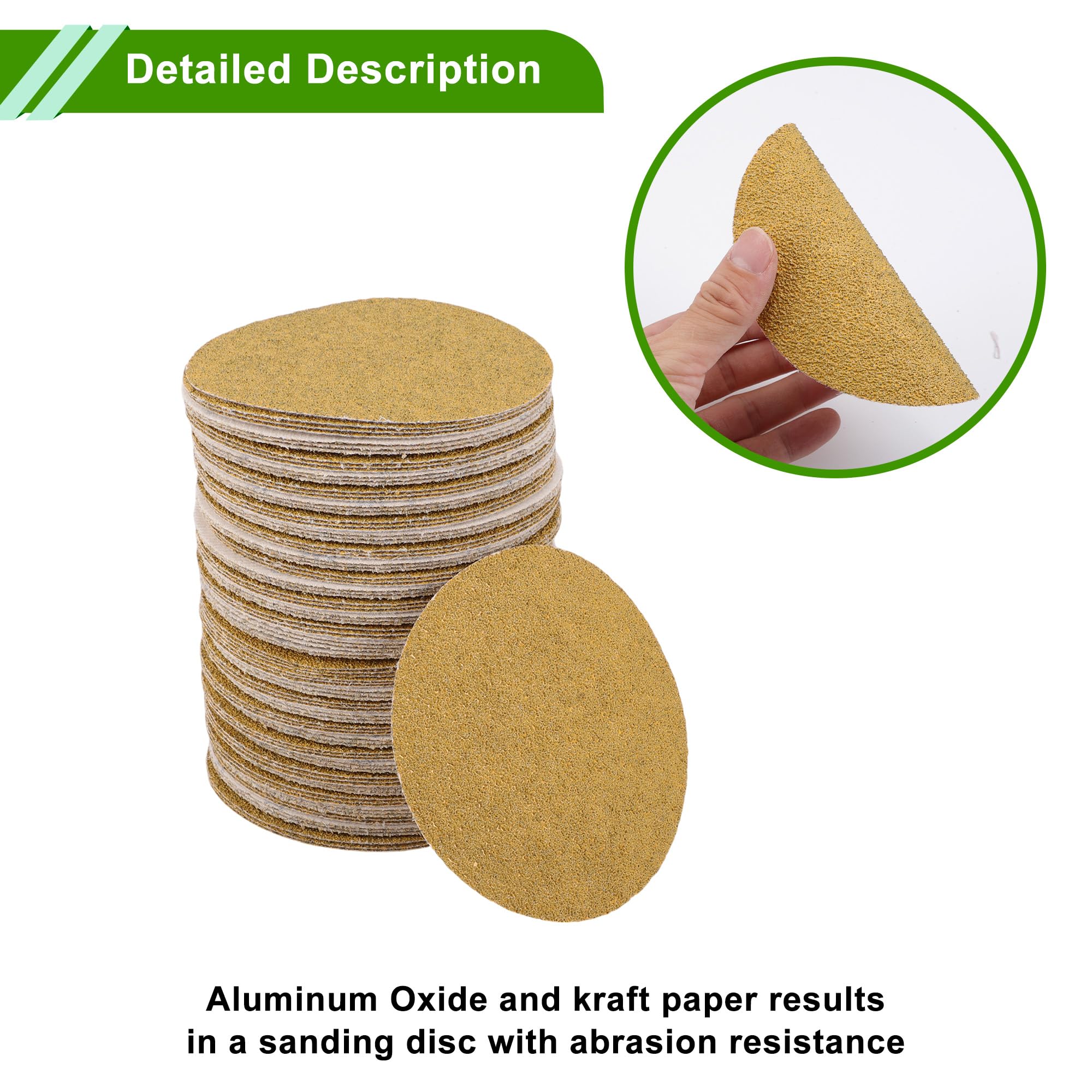 Disco De Lijado 5" 100Pcs Para Madera Metal Y Compuestos | Color Amarillo, Material Abrasivo Óxido De Aluminio, Soporte Base De Papel, Gancho Y Bucle, Grado 40, Tamaño 125mm