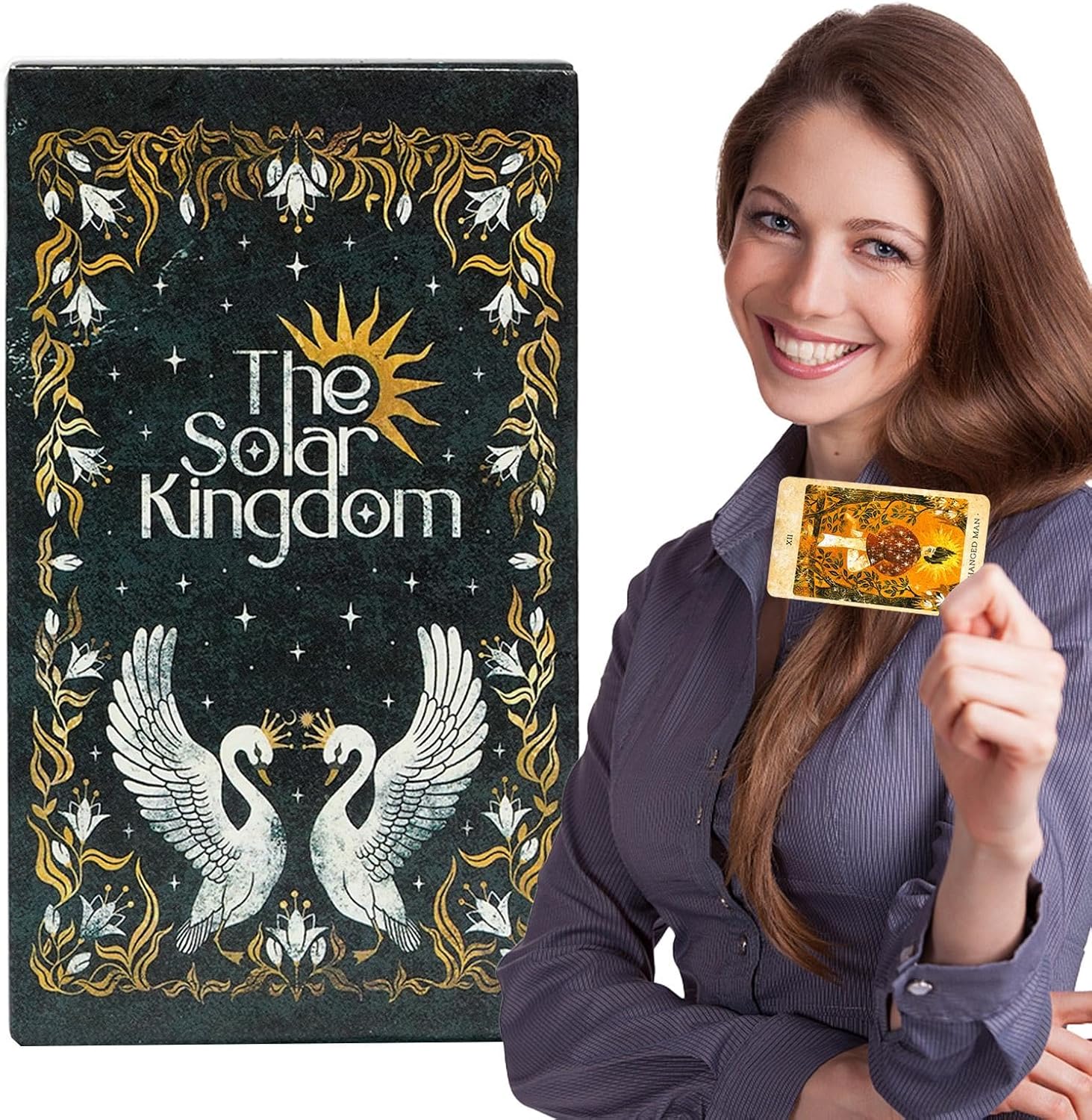 Tarot Oracle Card Deck 78 Cards Solar Kingdom Tarot Set Vivid Images Psychological Oracle Deck for Insightful Readings Future and Past Events Perfect for Beginners and