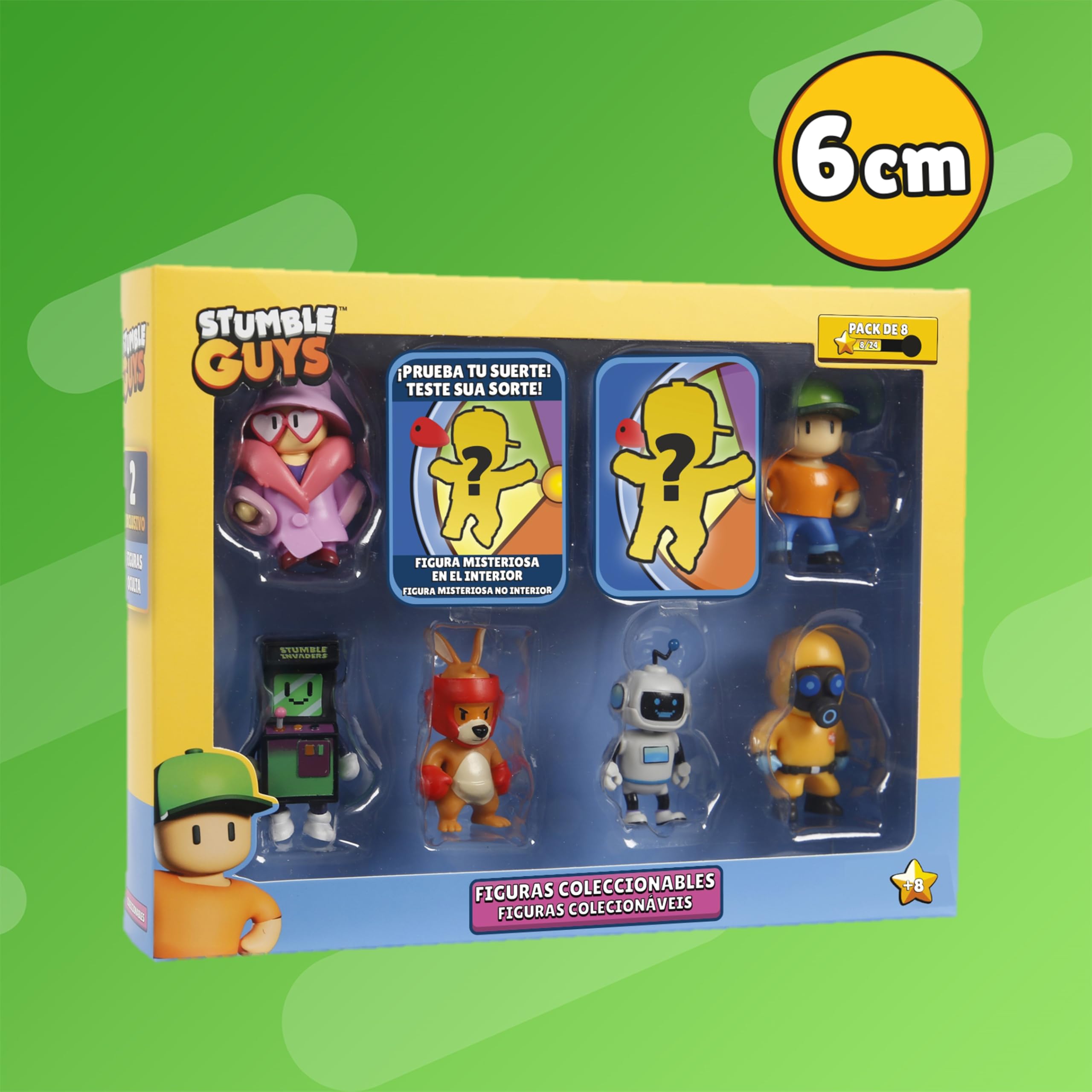 Bizak Stumble Guys 64112072-5 - Set di 8 figurine d'azione Boxing Roo + Mr Stumble, personaggi da collezione, licenza ufficiale per videogiochi di demolizione, fan per adulti e ragazzi e ragazze