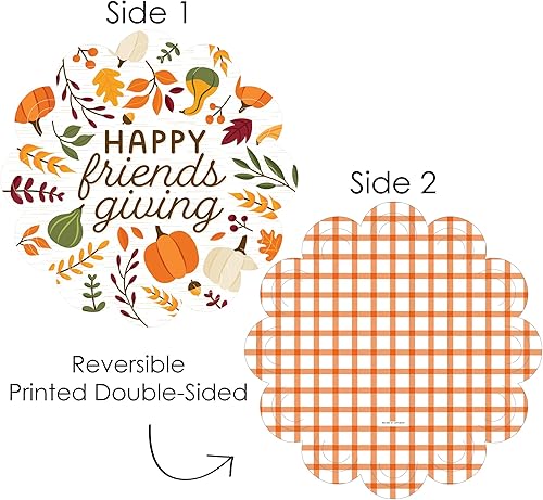 Miniatura 3 de Big Dot of Happiness Fall Friends - Decoraciones de mesa redonda para fiesta de Acción de Gracias, cargadores de papel, ajuste de lugar para 12