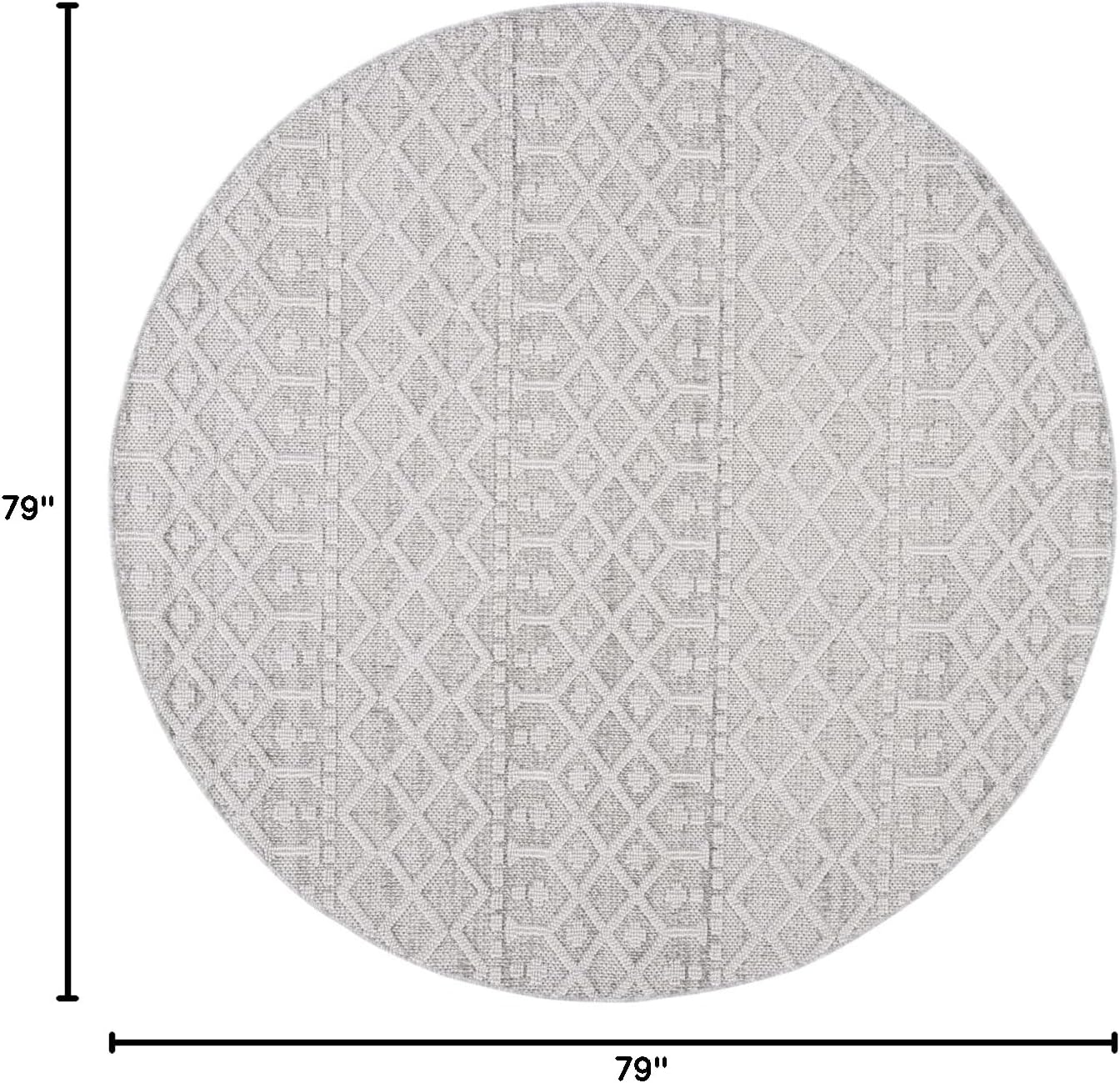 SAFAVIEH Global Collection Area Rug - 6'7" Round, Grey & Ivory, Non-Shedding & Easy Cleaning, Ideal for Living Room, Bedroom, Office, Dining Space (GLB402F)