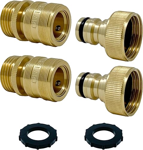 Manguera de jardín prémium de conexión rápida (paquete de 2) latón macizo de 34 pulgadas por Kelaro