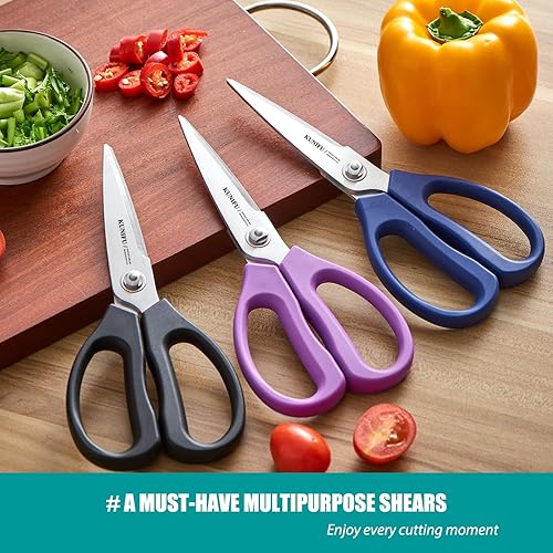 Miniatura 3 de KUNIFU Tijeras de cocina, tijeras de cocina multiusos, tijeras resistentes para desprenderse, utensilios - azul