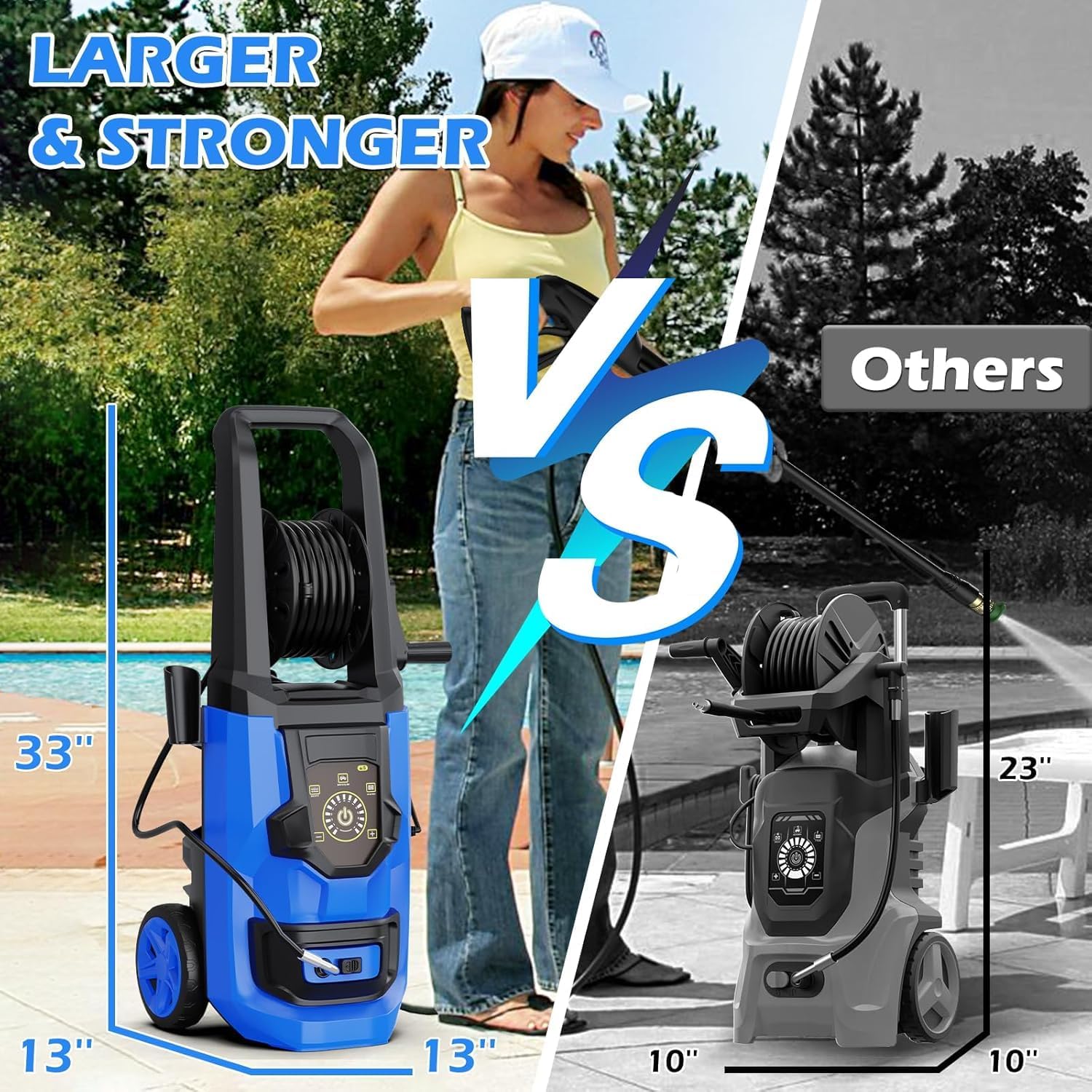 pressure washer -5000psi power washer with foam cannon, high pressure cleaning machine with 4 connect nozzles for cars/patio/driveways/home cleaning