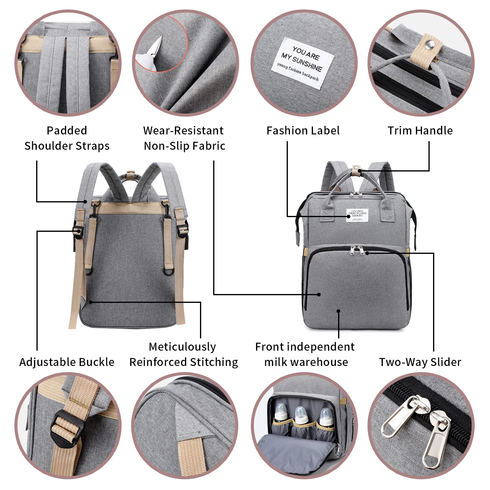 Borsa per pannolini personalizzata 3 in 1 zaino con fasciatoio multifunzione grandi borse per pannolini per bambini per ragazzi e ragazze portatile, borsa fasciatoio leggera personalizzata Regali