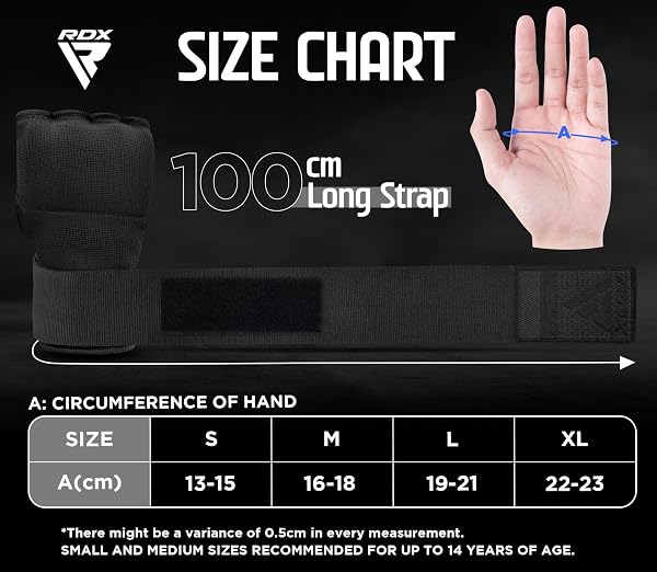 RDX Gel Vendas de Boxeo para Manos Guantes Interiores, Muñequeras Rápidas de 100 cm de Largo, Elásticos, Puño Acolchado Protección para Manos, Muay Thai MMA Artes Marciales Vendas de Entrenamiento - 3
