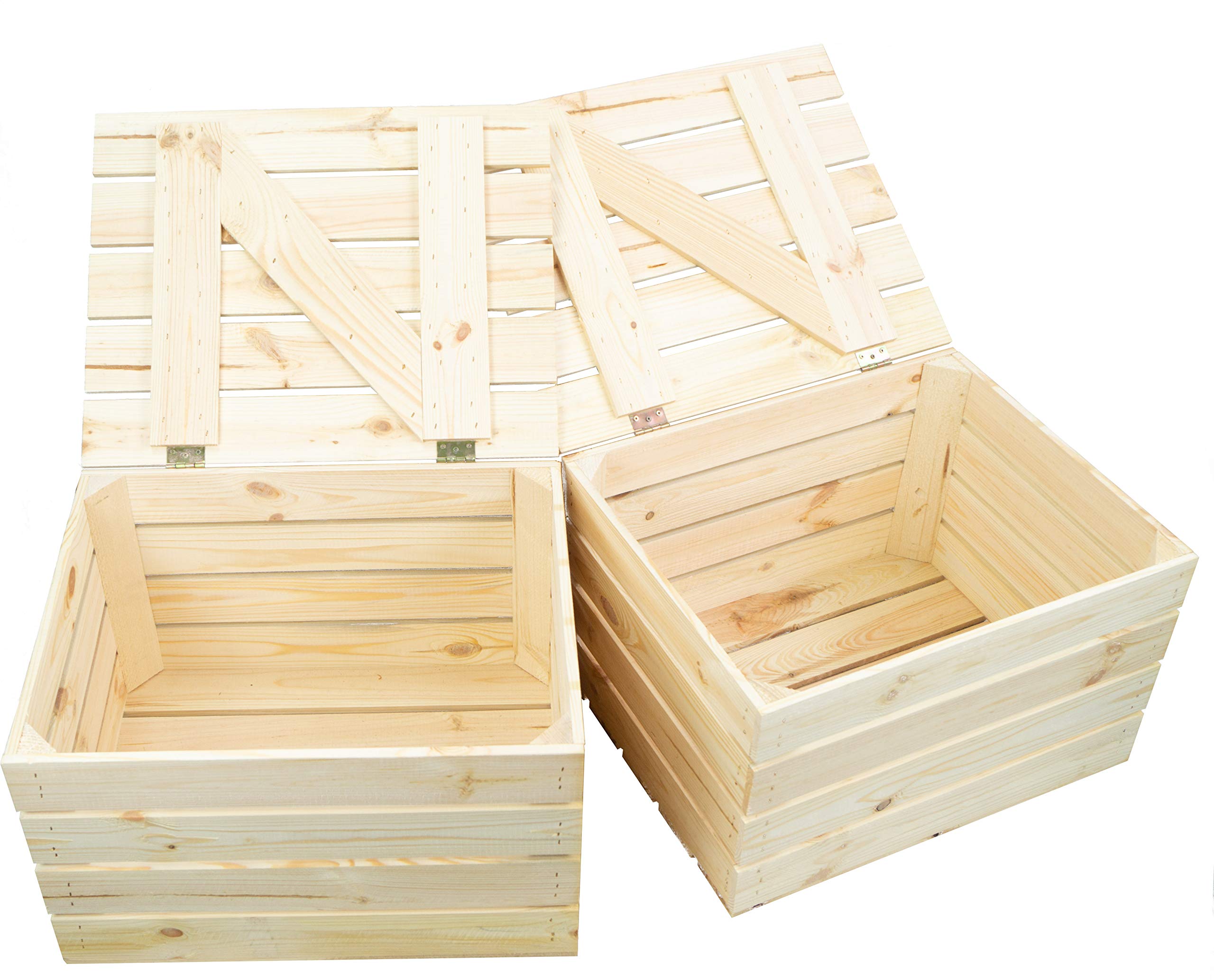 Kistenkolli Altes Land Obstkiste Holztruhe geflammt oder Natur mit Deckel 48 x 36 x 27cm Holzkiste mit Deckel Schatztruhe Aufbewahrungskiste (Natur, 2)