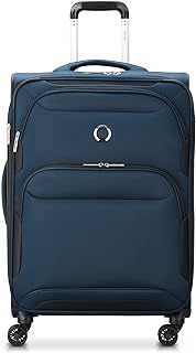 Sky Max 2.0 Softside Expandable Luggage with Spinner Wheels, Blue, Checked-Medium, 24 Inch