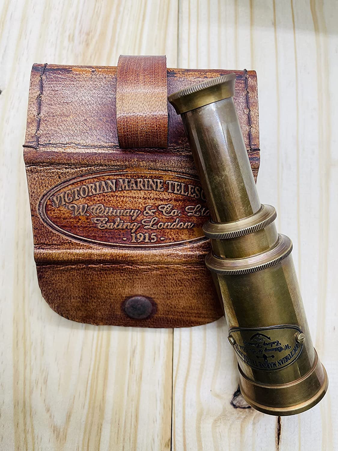 Antique Vintage Pirate Telescope | Brass and Aluminum Alloy Monocular with Black Leather | Waterproof Adjustable Optics Spyglass for Sailing Cruise Ship Travel Navigation-image-38
