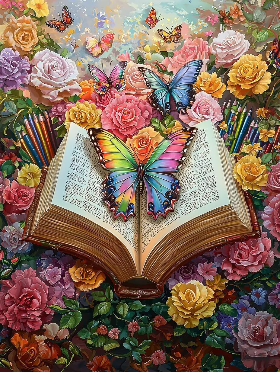 WEISHIWE Farfalla e libro Dipingere con i Numeri per Adulti, 70x90cm a-378 | Paint by Numbers Kit con Pennelli e Acrilico Pigmento, Fai da te Olio La Pittura di Numeri Kit, Decora la Casa, senza Cornice