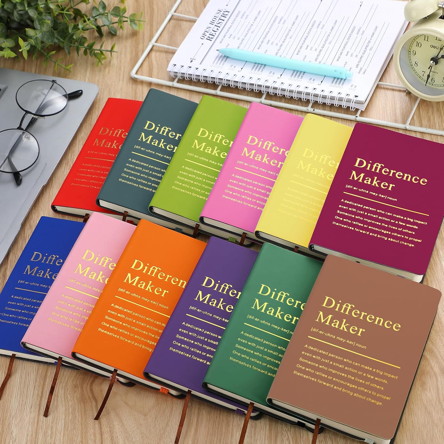 Chiisong 36 Pcs Employee Appreciation Gifts A6 Small Leather Journals Bulk Inspirational Different Maker Notebook Thank You Gift for Women Leadership Coworker Team Staff Christmas (Vivid Color)