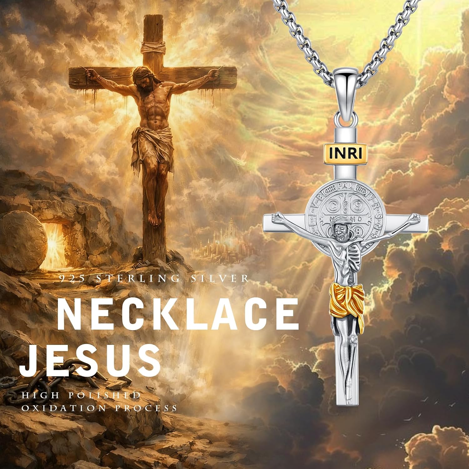 14K Gold Plating Celtic Cross Necklace 925 Sterling Silver Celtic Tree of Life cross pendant Abalone Shell Cross Necklac for Men Religious Protective Jewelry Gift For Men Women