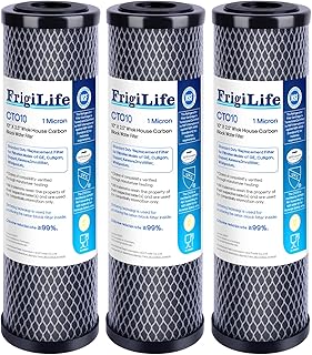 1 Micron 10" x 2.5" Whole House CTO Carbon Sedimen Water Filter Compatible DuPont WFPFC8002, WFPFC9001, SCWH-5, WHCF-WHWC, FXWTC, RO Unit for Under Sink & Countertop Filtration System,3Pack