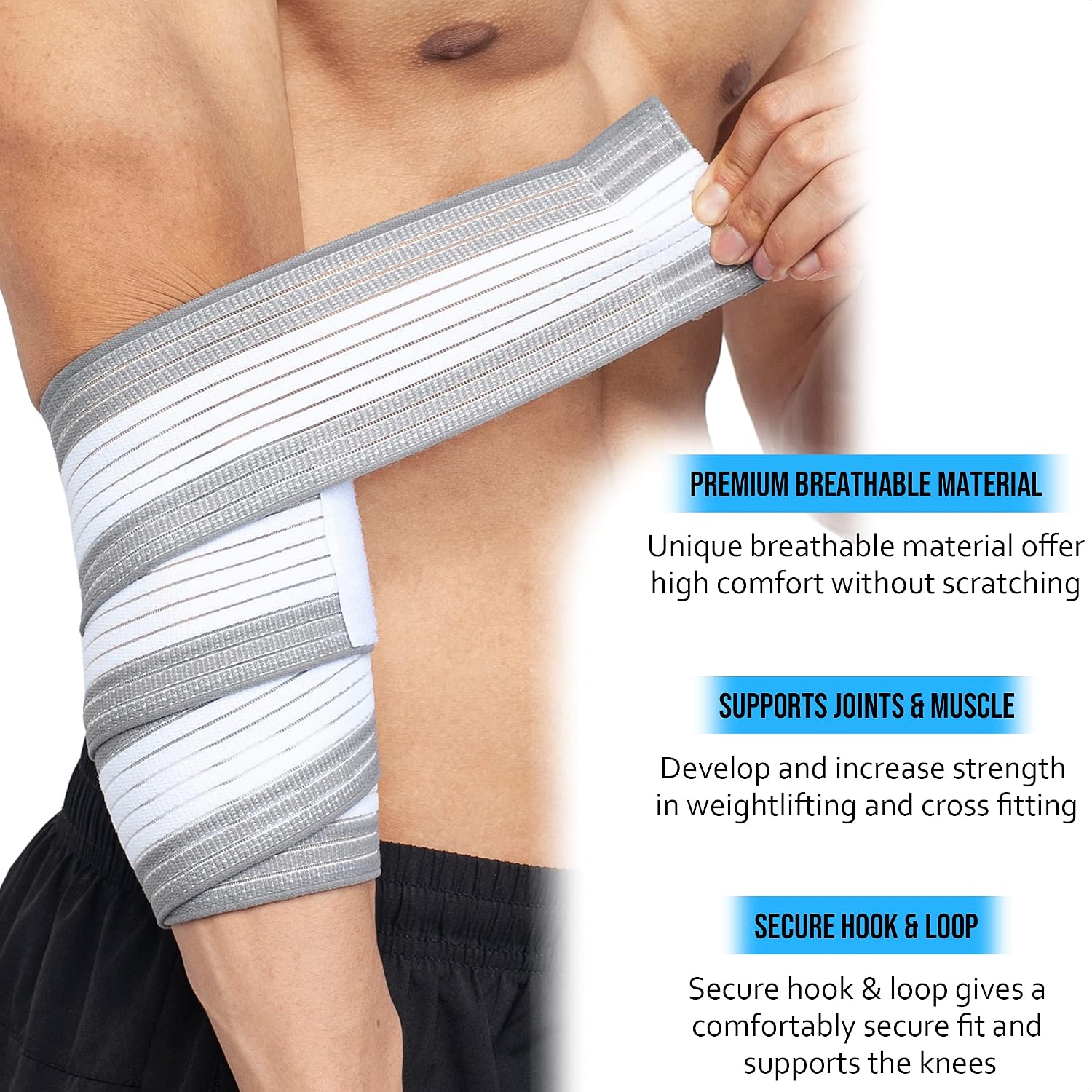 360 RELIEF - Elbow Support Brace Compression Bandage, White/Grey - Image 5
