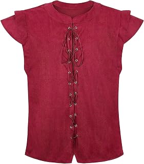 ENENEN Men's Medieval Renaissance Suede Vest, Adjustable Buckle Vest, Steampunk Pirate Costume